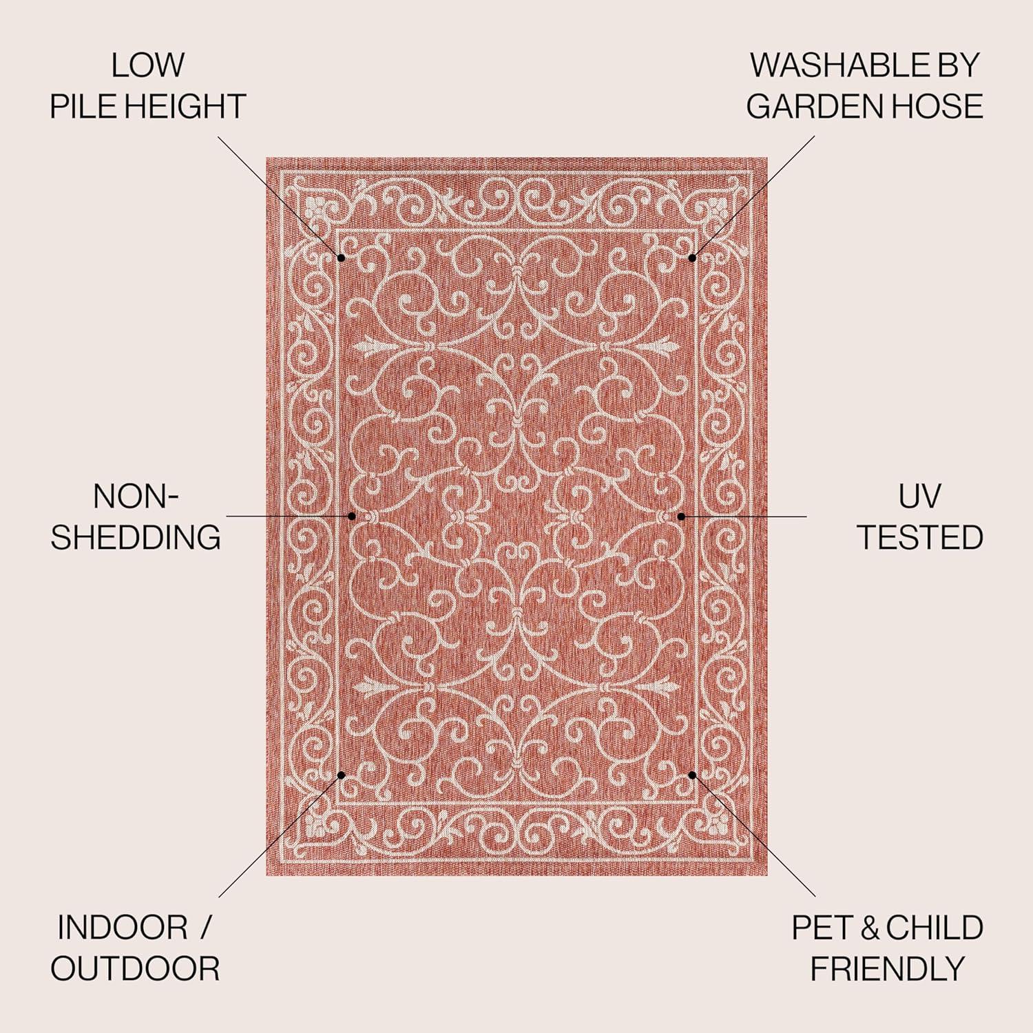 Charleston Vintage Filigree Textured Weave Indoor/Outdoor Area Rug  - JONATHAN Y