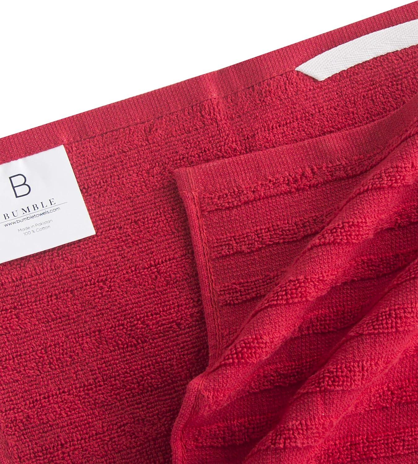 Premium Kitchen Towels (20”x 28”, 6 Pack) – Large Cotton Kitchen Hand Towels – Flat & Terry Towel – Highly Absorbent Tea Towels Set with Hanging Loop (Wide Stripe Red)