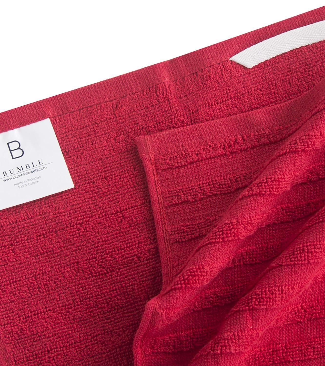 Premium Kitchen Towels (20”x 28”, 6 Pack) – Large Cotton Kitchen Hand Towels – Flat & Terry Towel – Highly Absorbent Tea Towels Set with Hanging Loop (Wide Stripe Red)