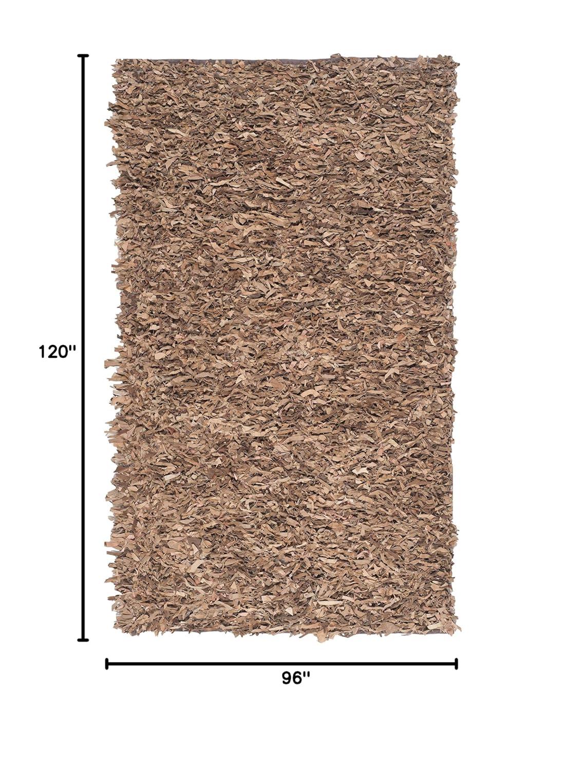 Leather Shag LSG511 Handwoven Area Rug - Black - 8'x10' - Safavieh