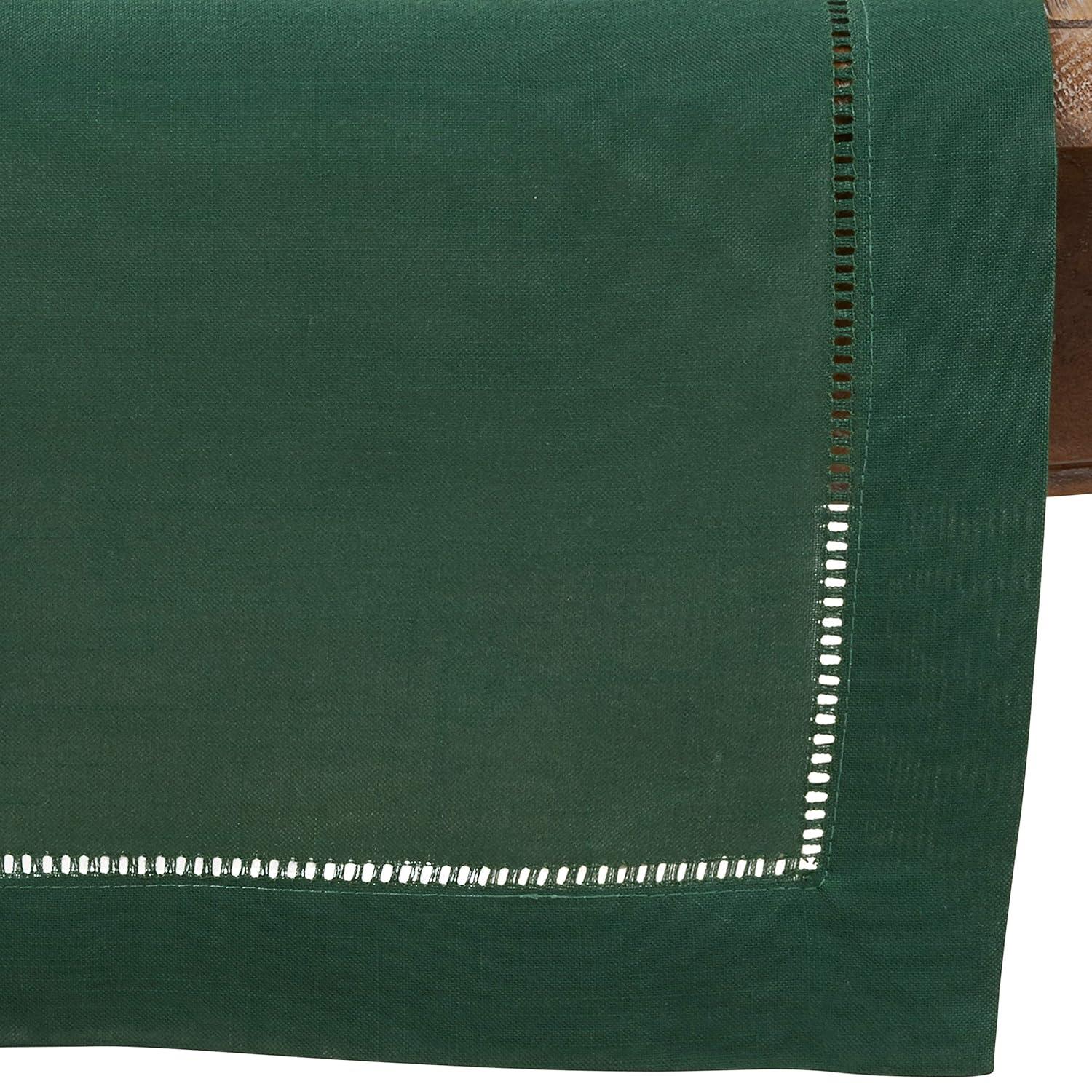 Saro Lifestyle Classic Hemstitch Border Table Runner, Jasper Green, 16" x 120"