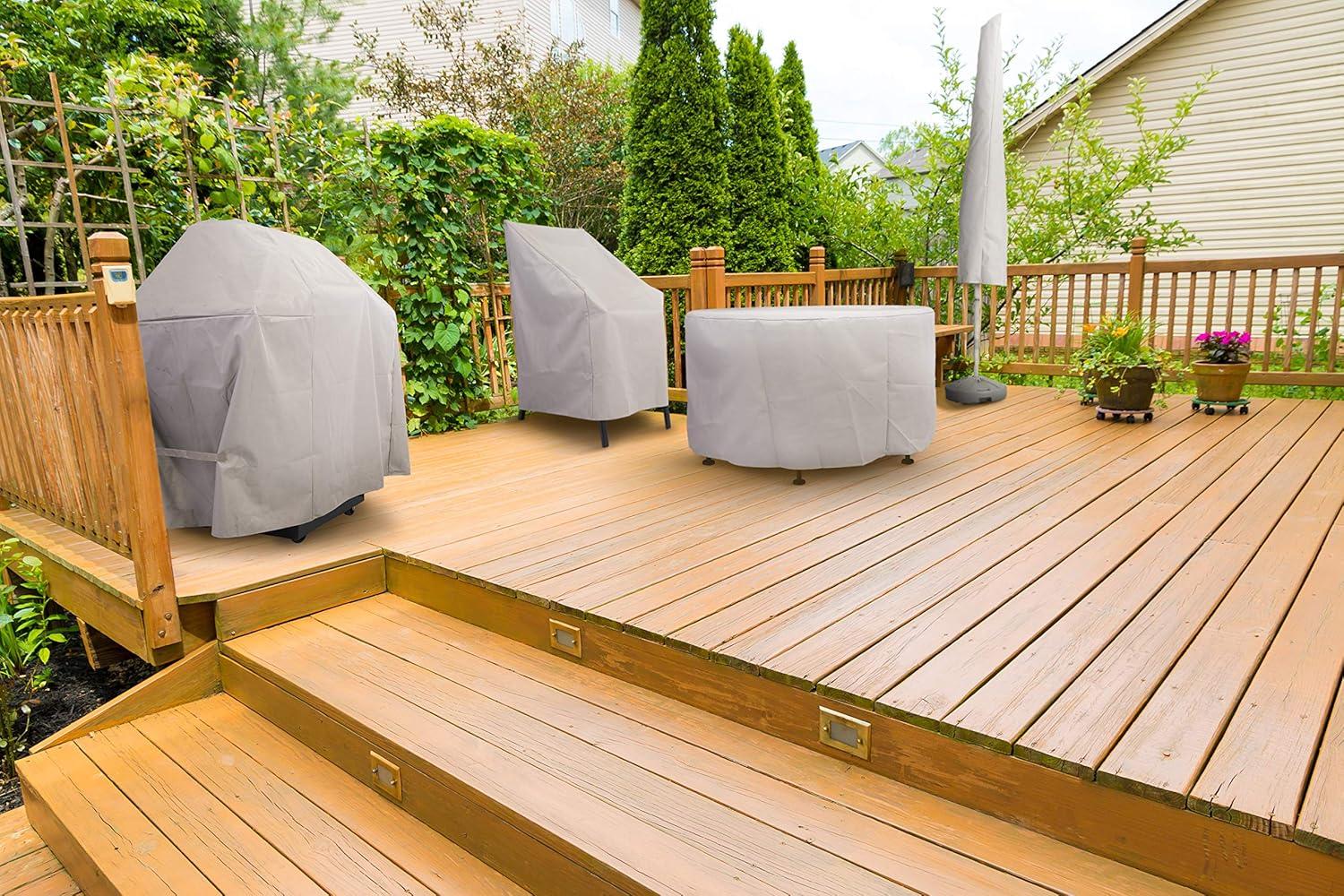 Modern Leisure Chalet Outdoor Patio Ottoman Cover, 48"L x 25"W x 18"H, Beige