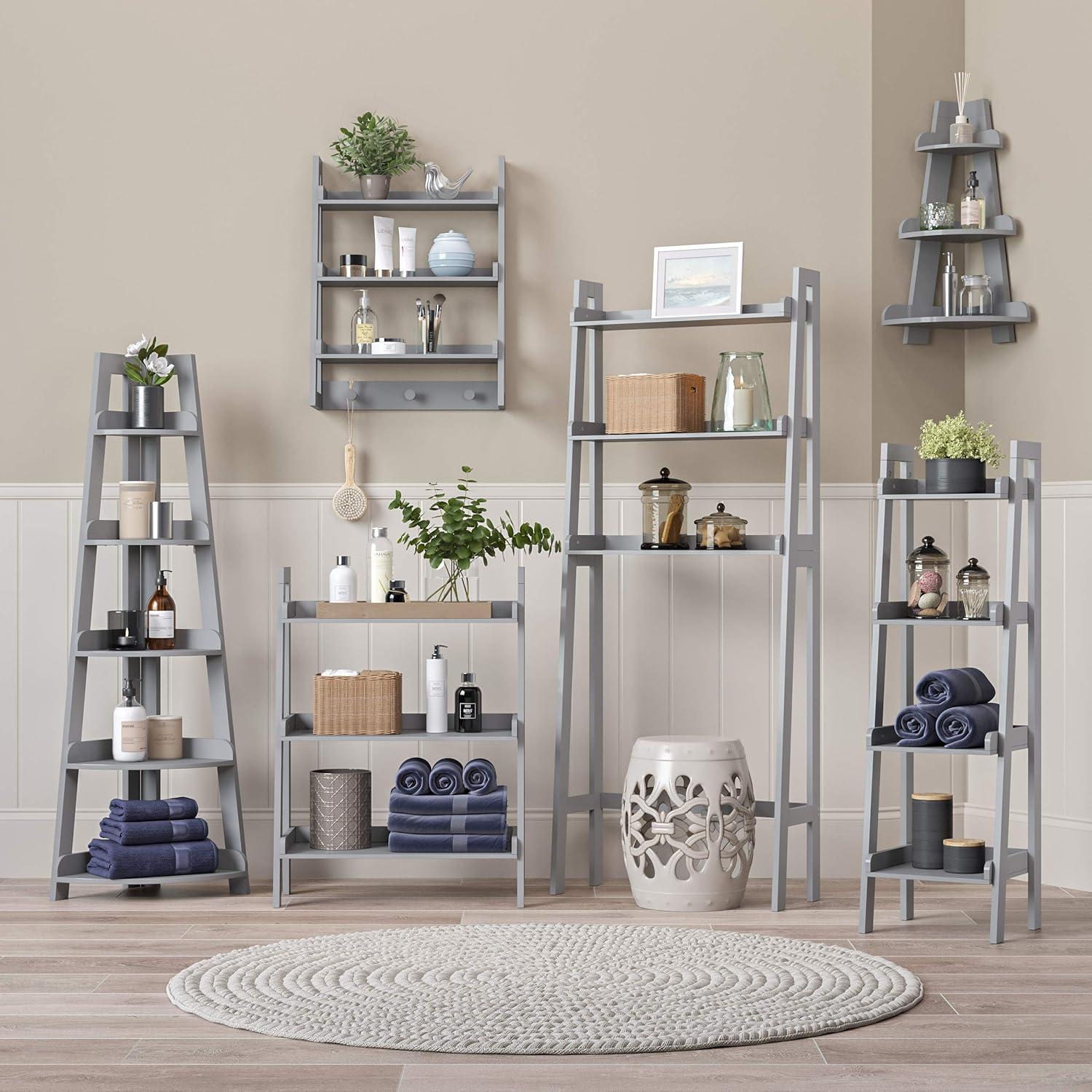 RiverRidge Home RiverRidge Amery 5-Tier Tall Corner Ladder Shelf Tower with Display Shelf and Corner Storage for Bathroom, Living Room, Office