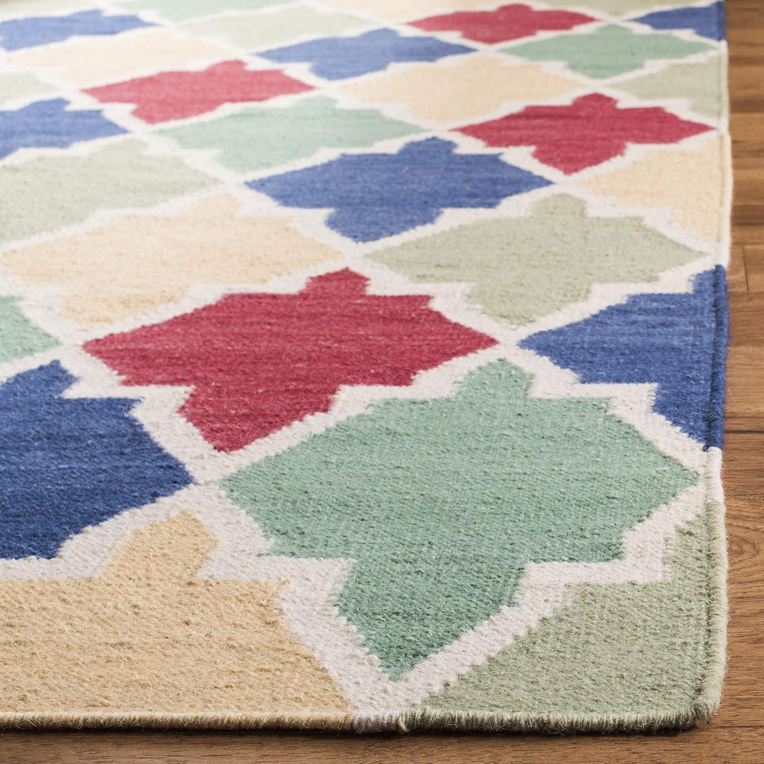 SAFAVIEH Dhurries Wystan Geometric Area Rug, Blue/Multi, 3' x 5'