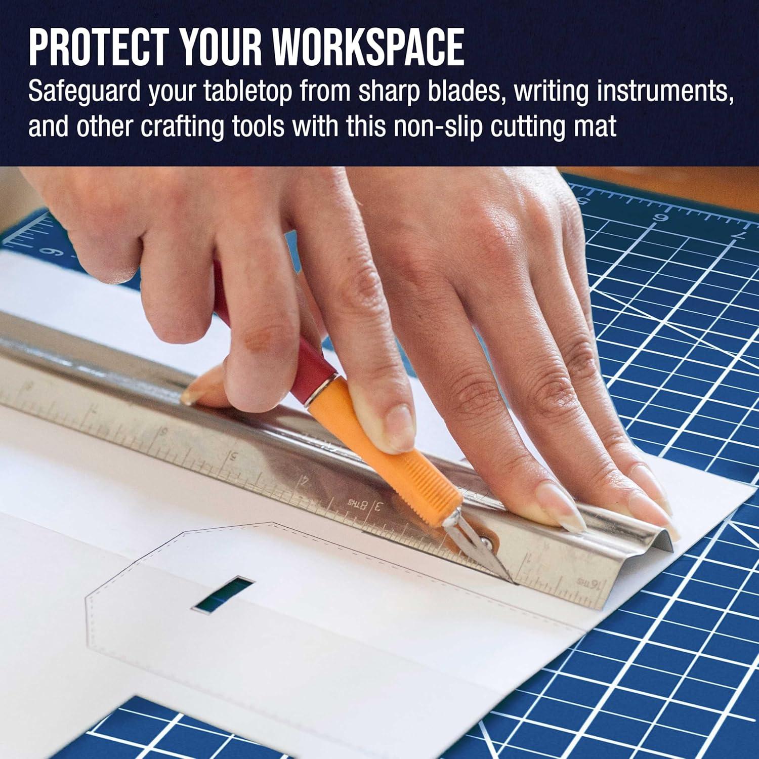 U.S. Art Supply 2 Pack of 9" x 12" White/Blue Professional Self Healing 5-6 Layer Double Sided Durable Non-Slip PVC Cutting Mat