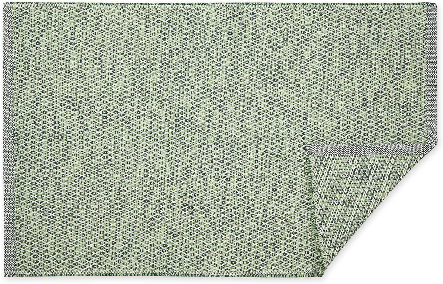 Hunter Green Diamond Handwoven Fabric. Recycled Yarn Rug 2x3 Ft