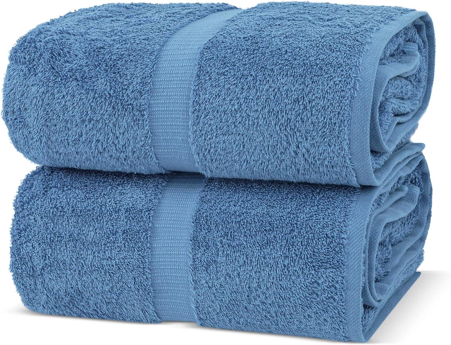 BC BARE COTTON Luxury Hotel & Spa Towel Turkish Cotton Washcloths - Dobby Border (13x13 Inches) - Set of 12 - Wedgewood
