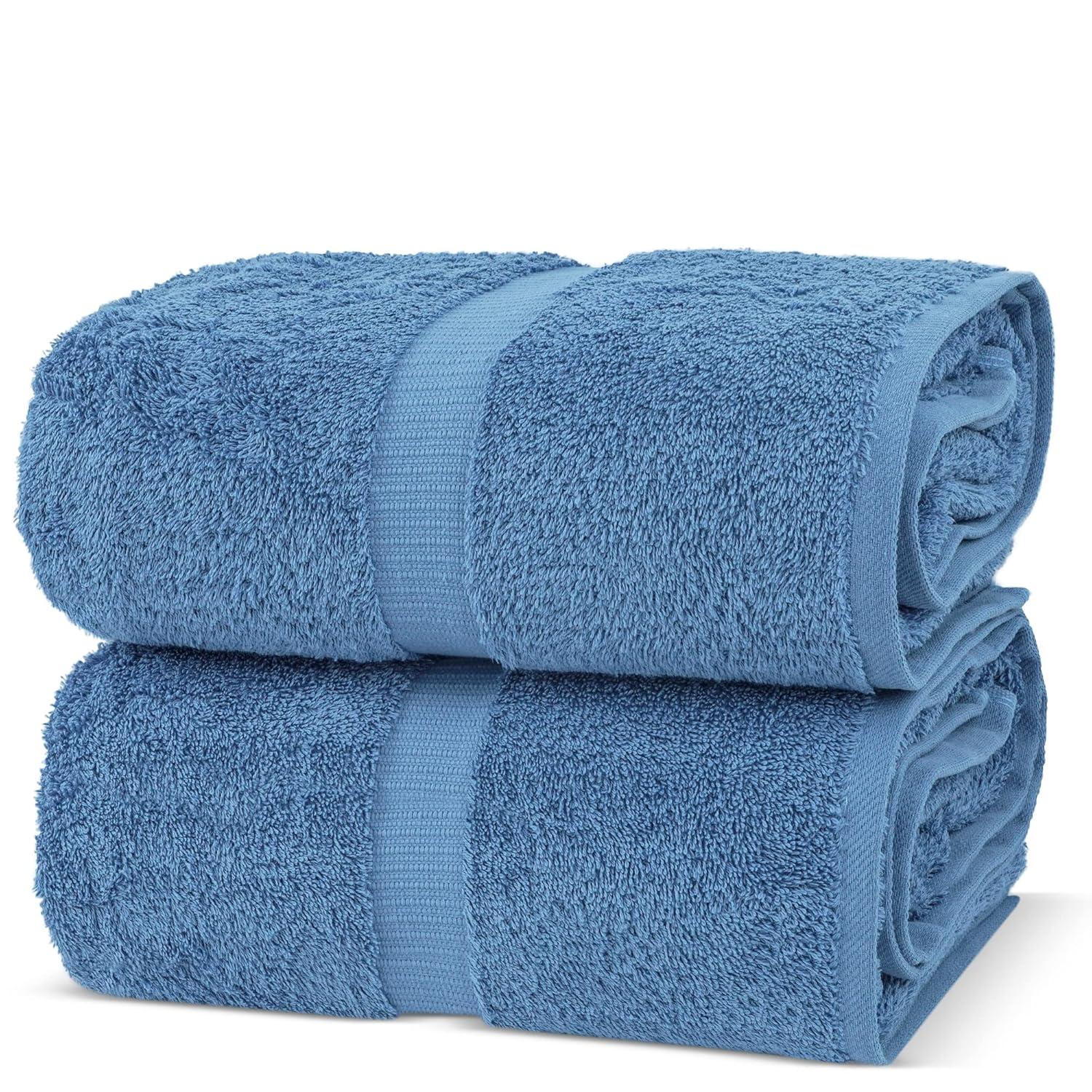 BC BARE COTTON Luxury Hotel & Spa Towel Turkish Cotton Washcloths - Dobby Border (13x13 Inches) - Set of 12 - Wedgewood
