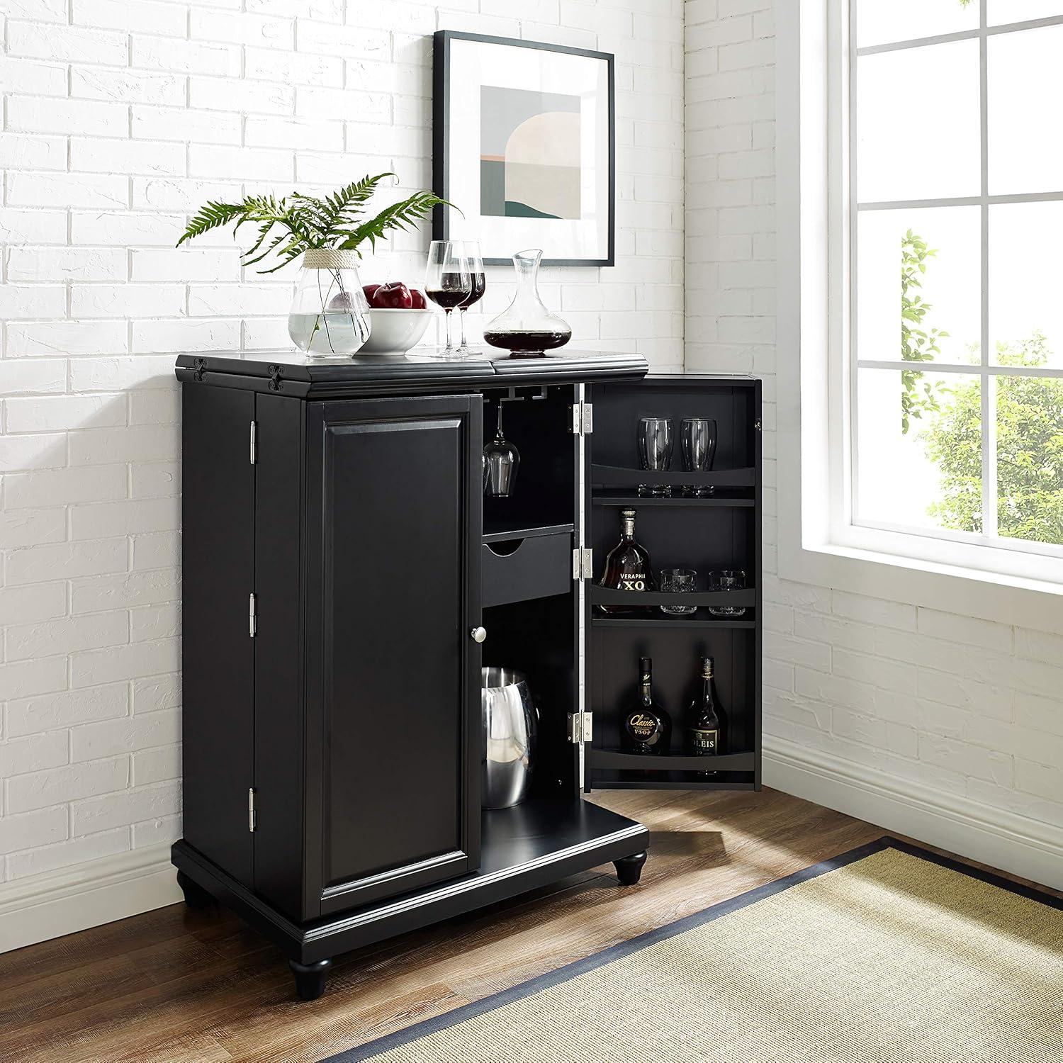 CAMBRIDGE EXPANDABLE BAR CABINET IN BLACK FINISH