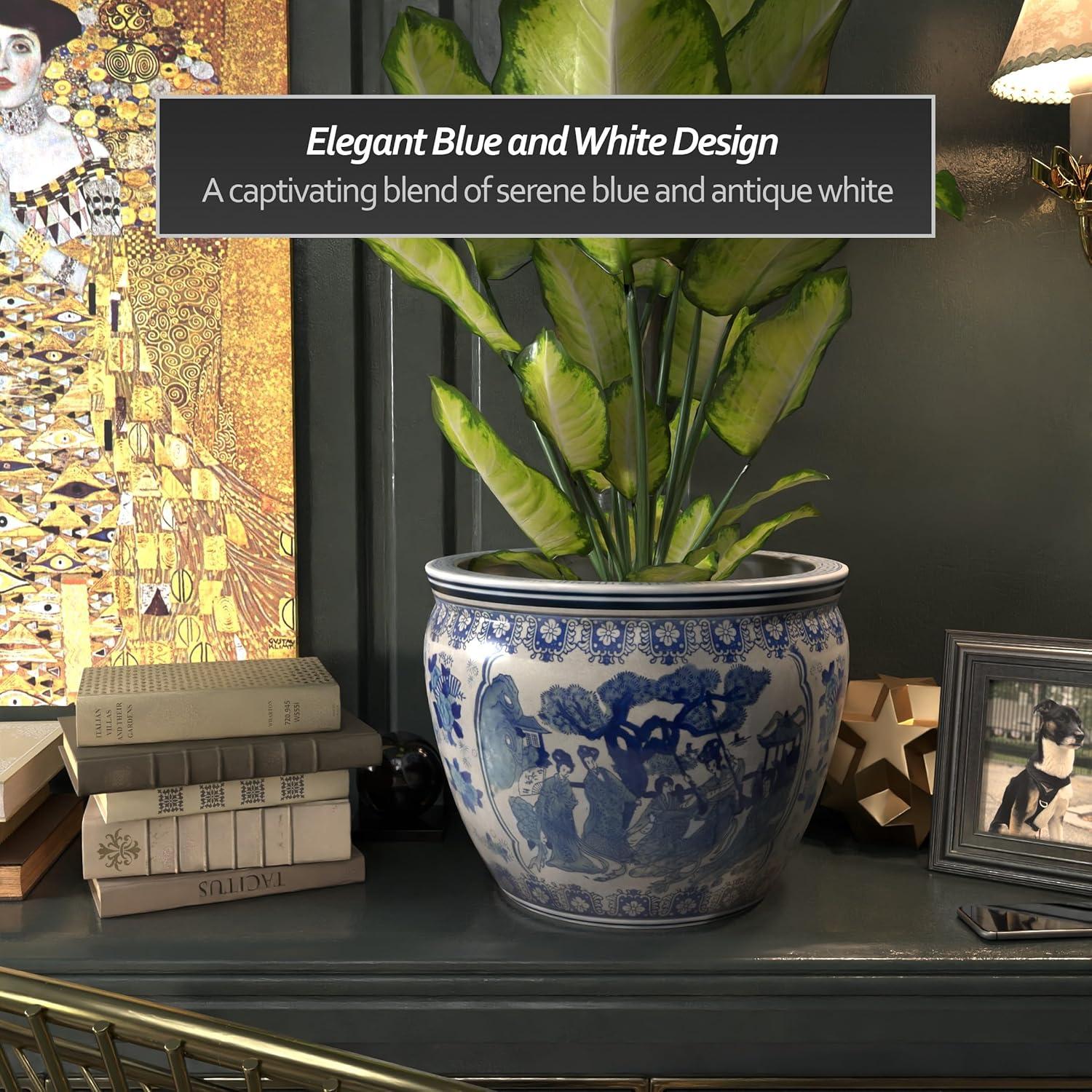 Large Blue and White Chinese Porcelain Pot Planter