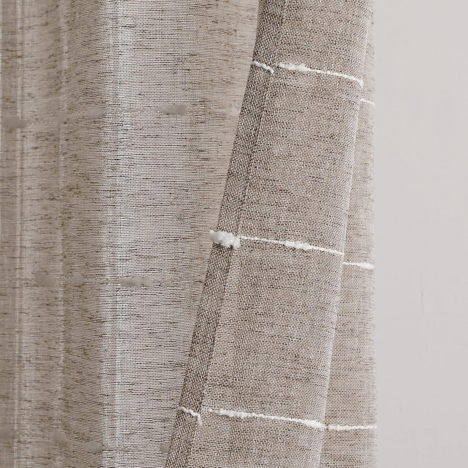 Farmhouse Textured Sheer Polyester Sheer Curtain Pair (Set of 2)