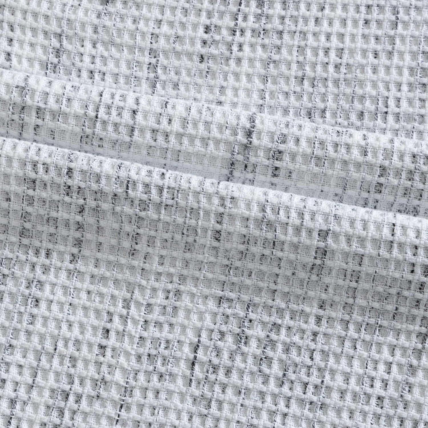 Queen White and Black Cotton Waffle Weave Blanket