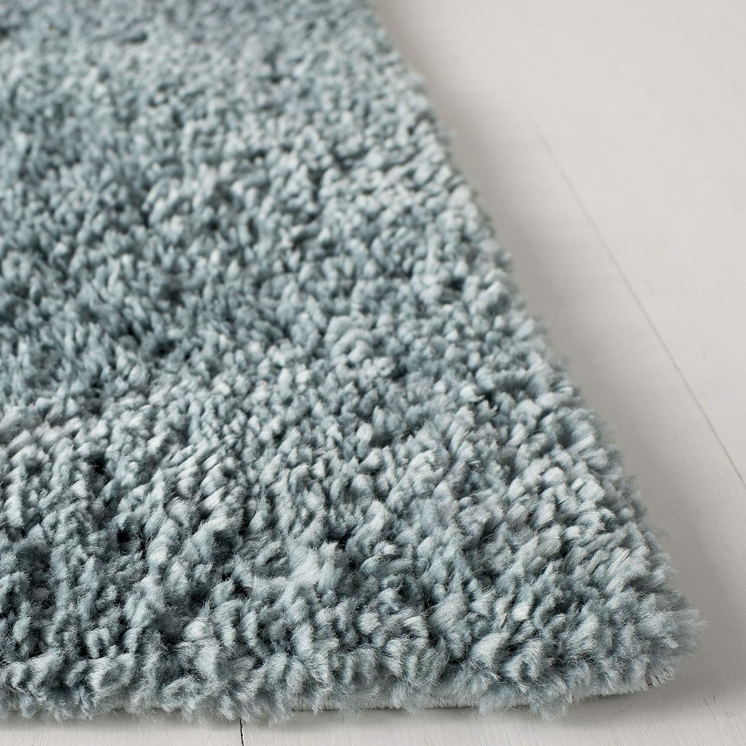 SAFAVIEH August Carlene Solid Plush Shag Area Rug, Aqua, 11' x 11' Square