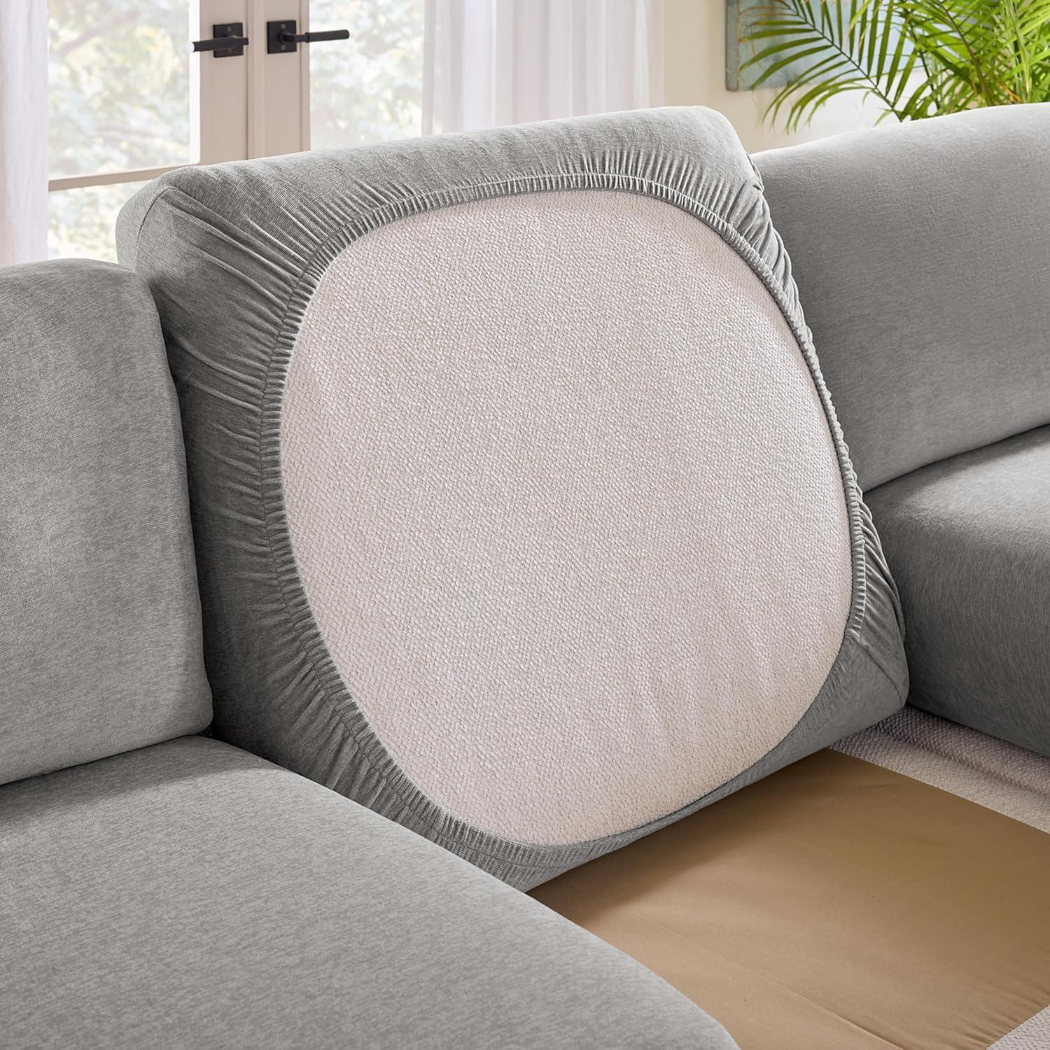 Gray Stretch Polyester Sofa Cushion Cover