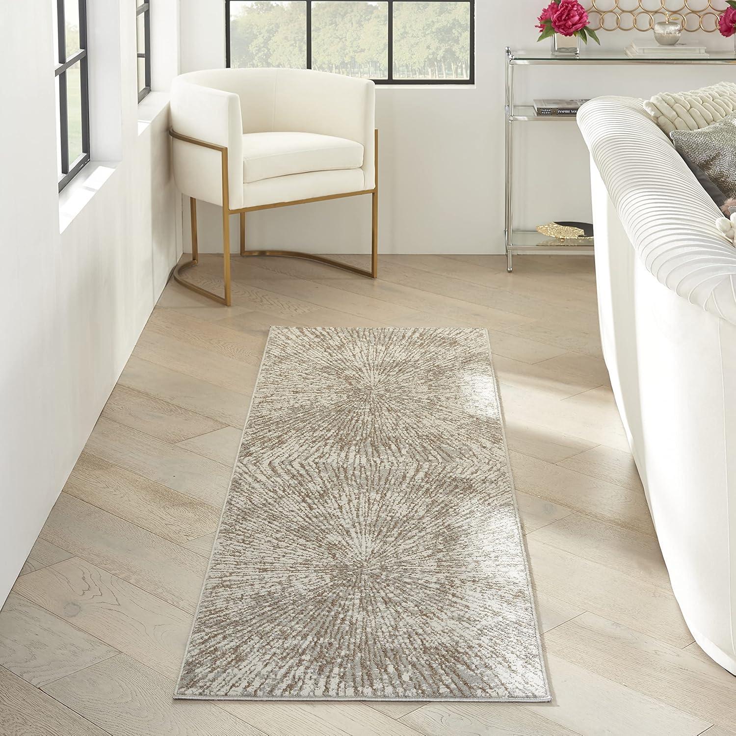 Nourison Glow 5'3" x 7'3" Grey Mocha Glam Indoor Rug