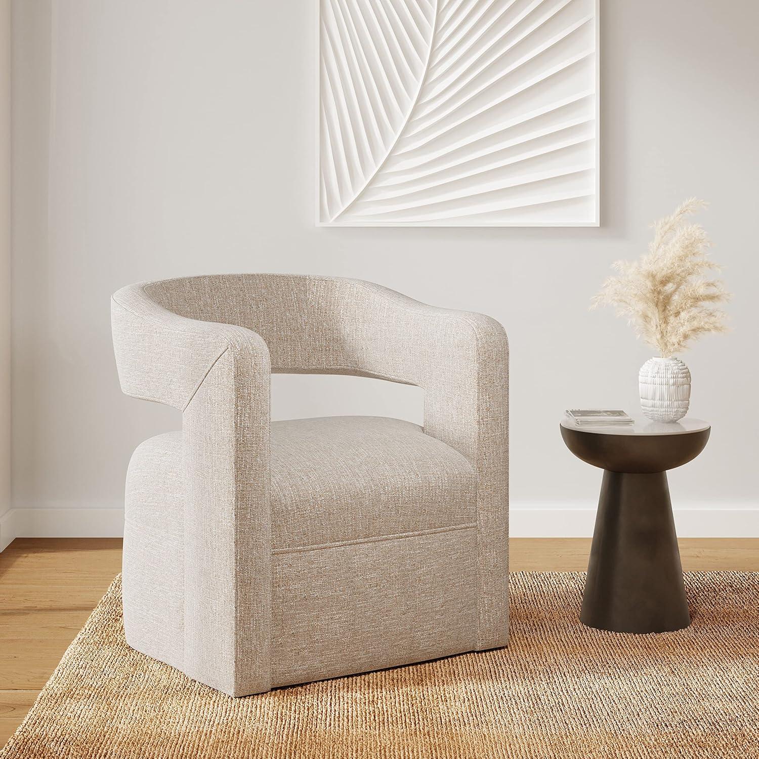 Jofran Lexy Modern Sculpted Curved Upholstered Swivel Accent Chair