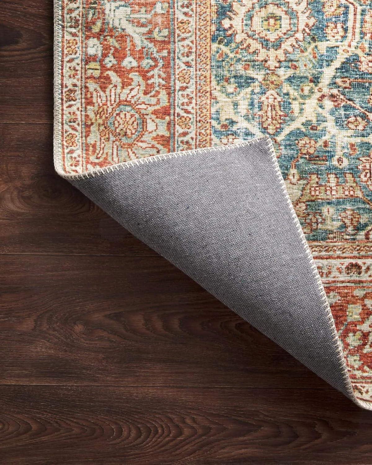 Layla Ocean and Rust Distressed Bohemian Area Rug