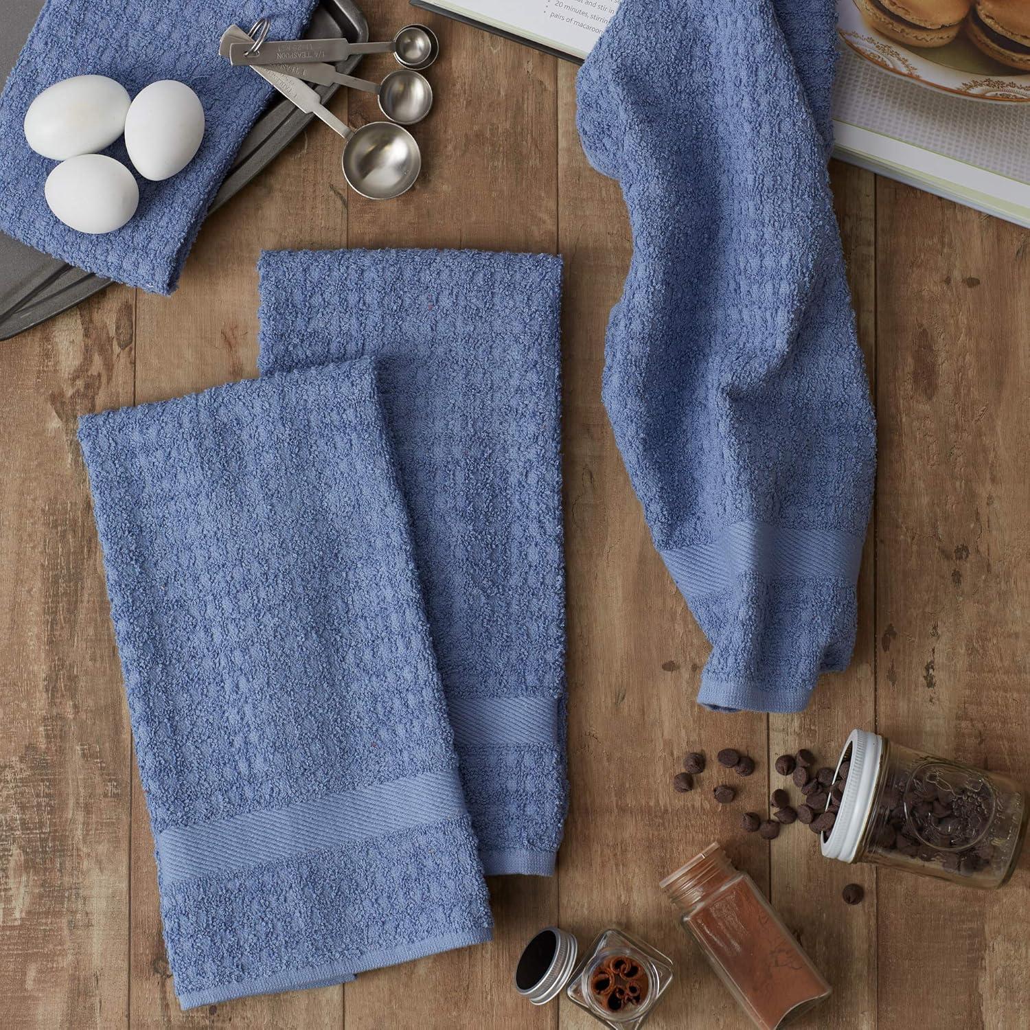 Solid Vintage Stonewash Blue Waffle Terry Dishtowel (Set of 4)