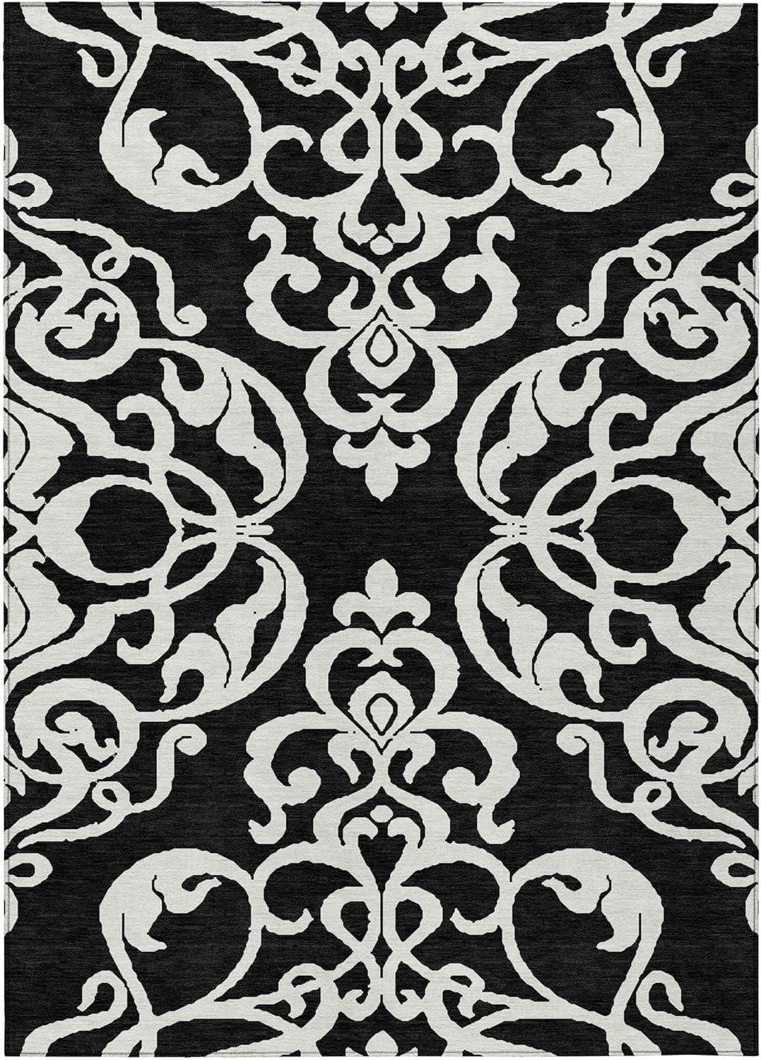 Addison Rugs Chantille ACN973 Black 2'6" x 3'10" Indoor Outdoor Area Rug, Easy Clean, Machine Washable, Non Shedding, Bedroom, Entry, Living Room, Dining Room, Kitchen, Patio Rug