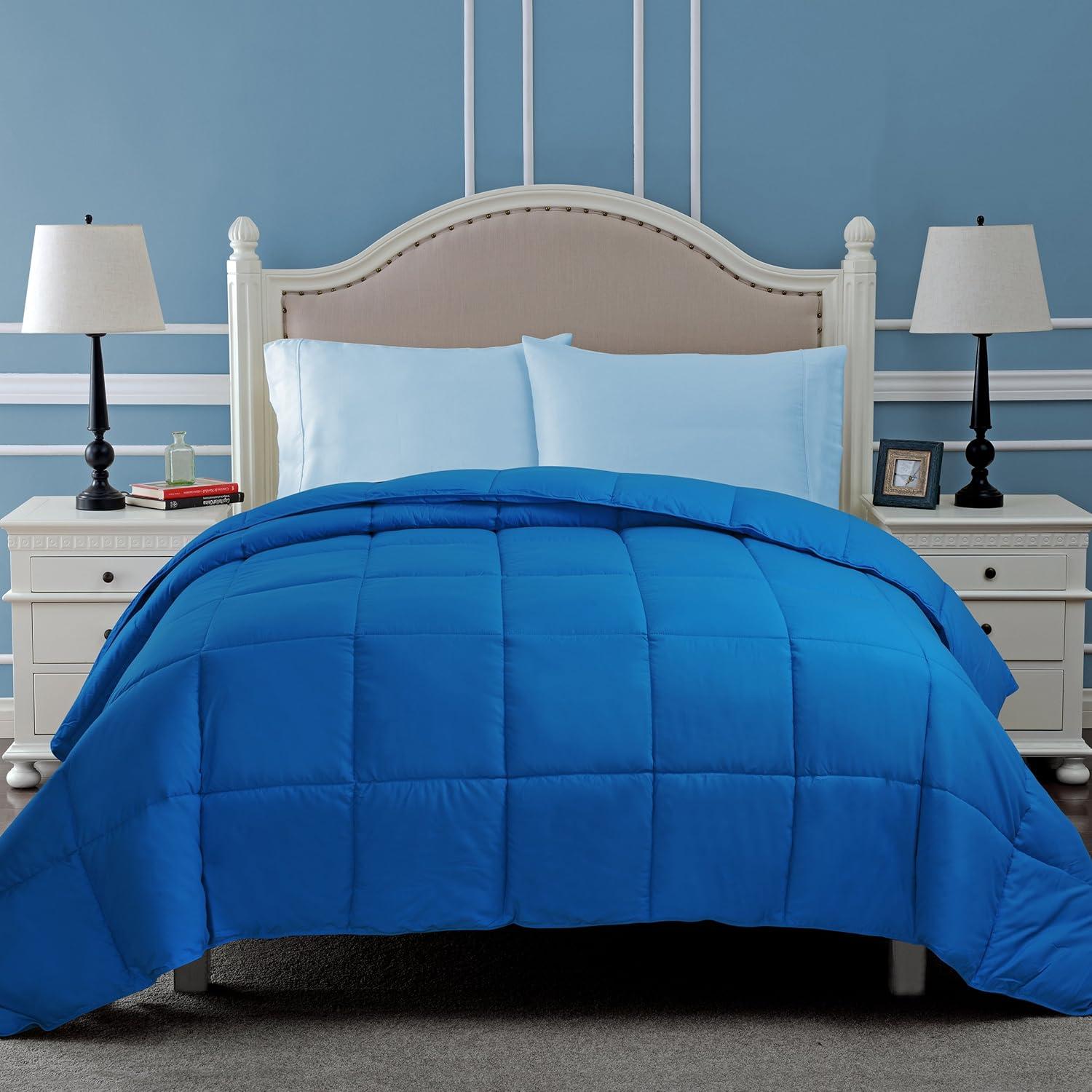 Superior Classic Reversible Comforter, California King, Aster Blue