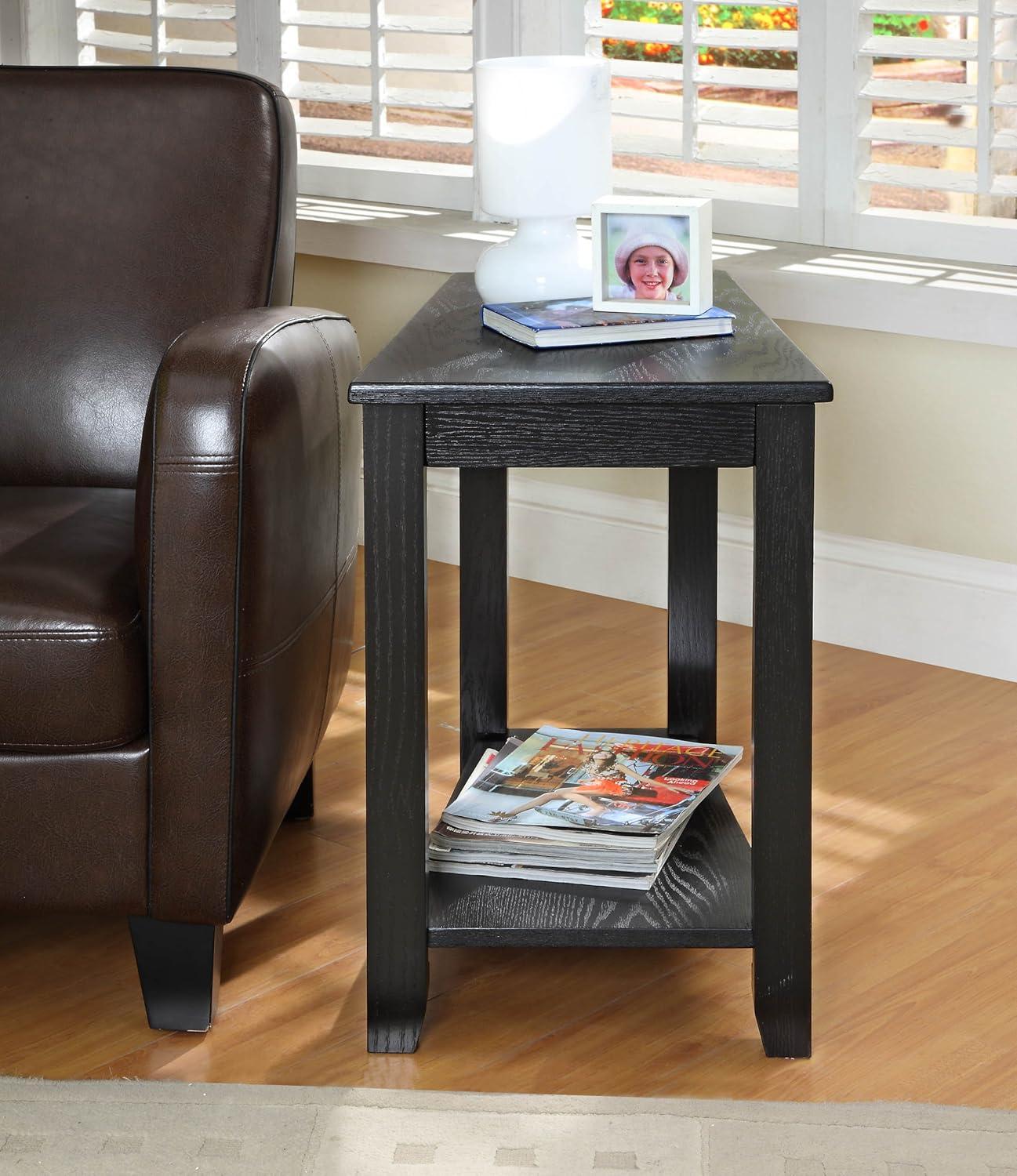 Contemporary  side Table With Lower Shelf Wedge Shape Wooden Furniture 1Pc,End Table,Nightstand