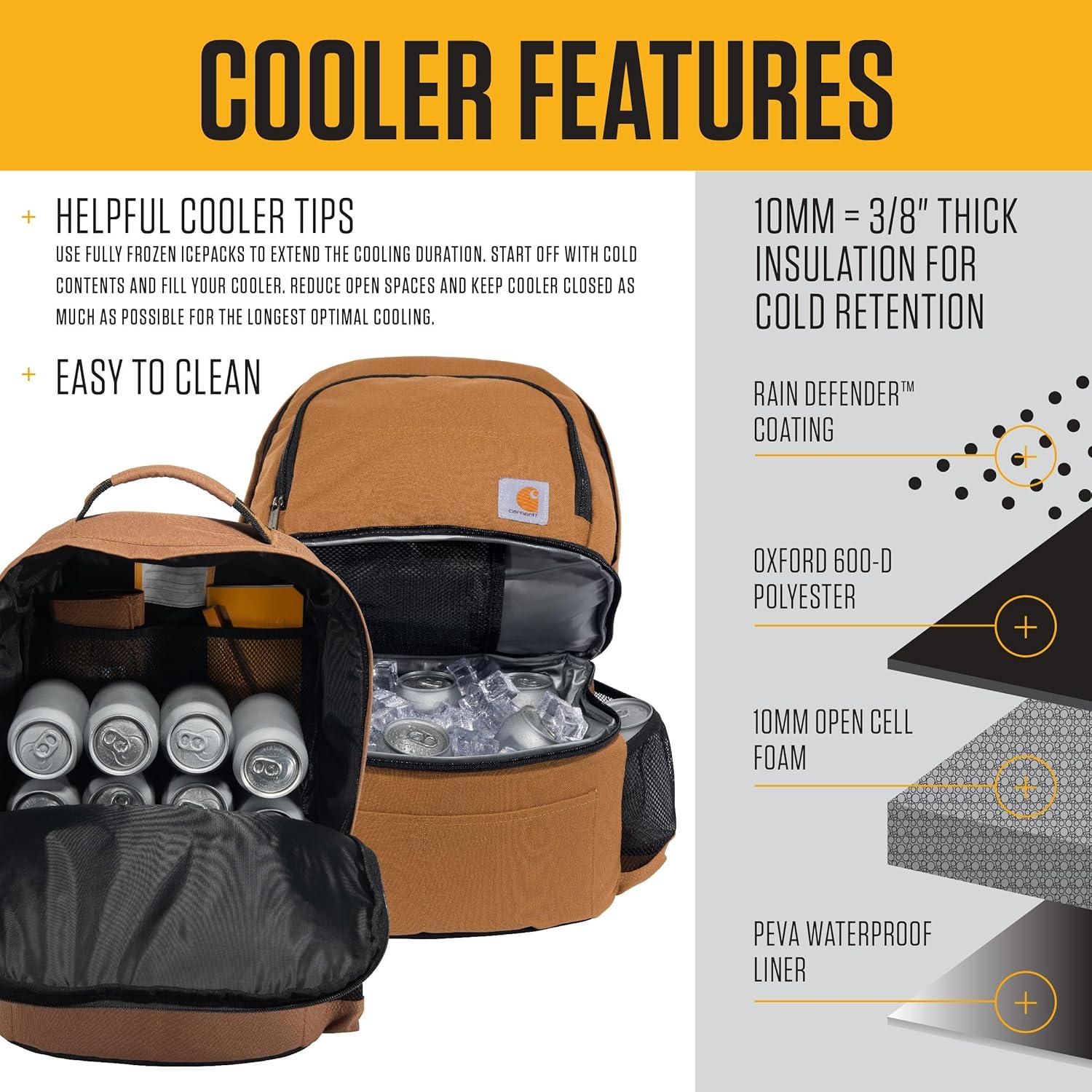 Durable Brown Polyester Insulated Cooler Backpack with Multiple Compartments