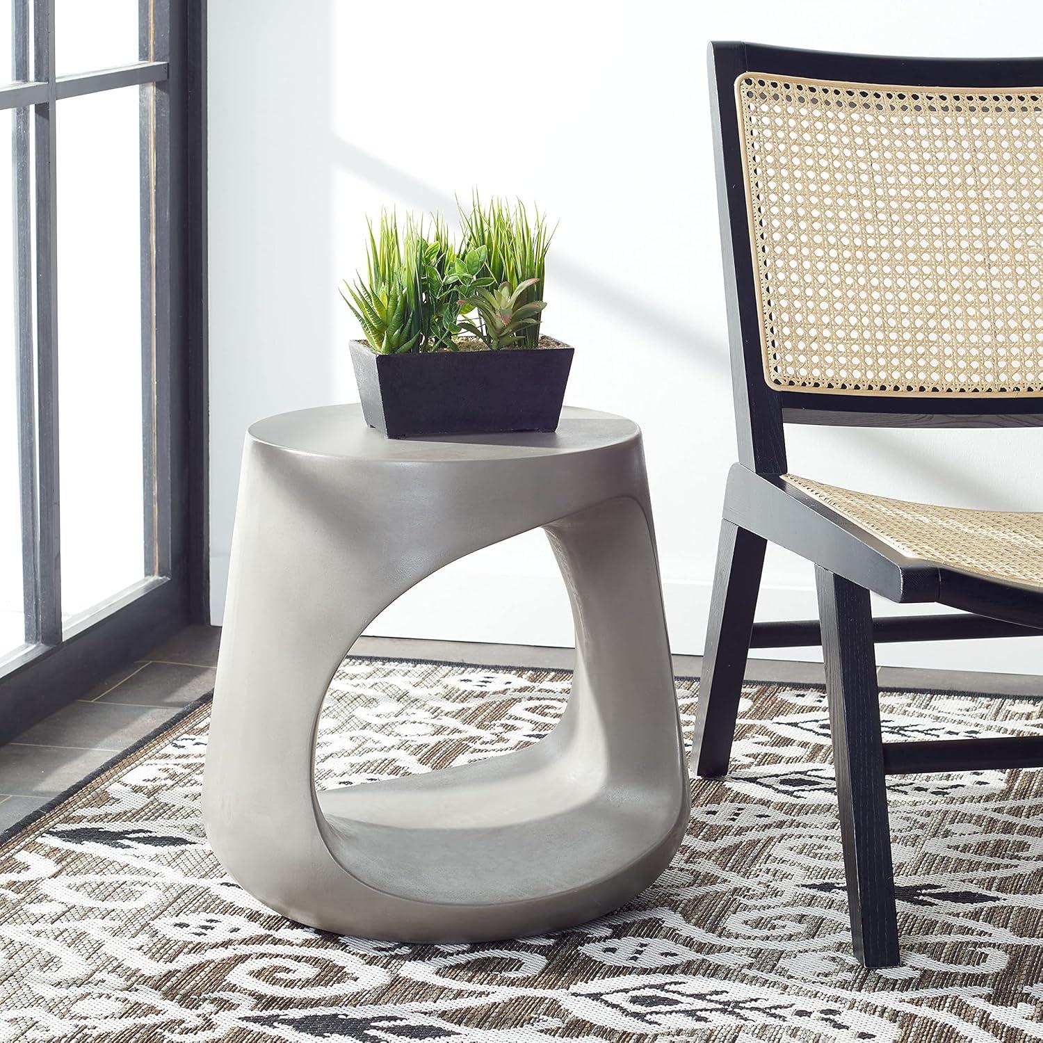 Vikki Concrete Accent Stool - Indoor/Outdoor - VNN1040 - Gray - Safavieh