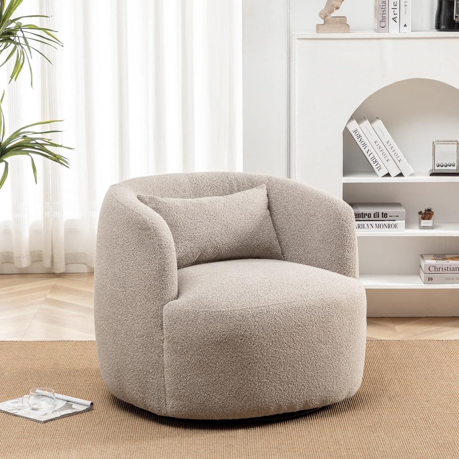 Boucle Upholstered Swivel Armchair - Kinwell