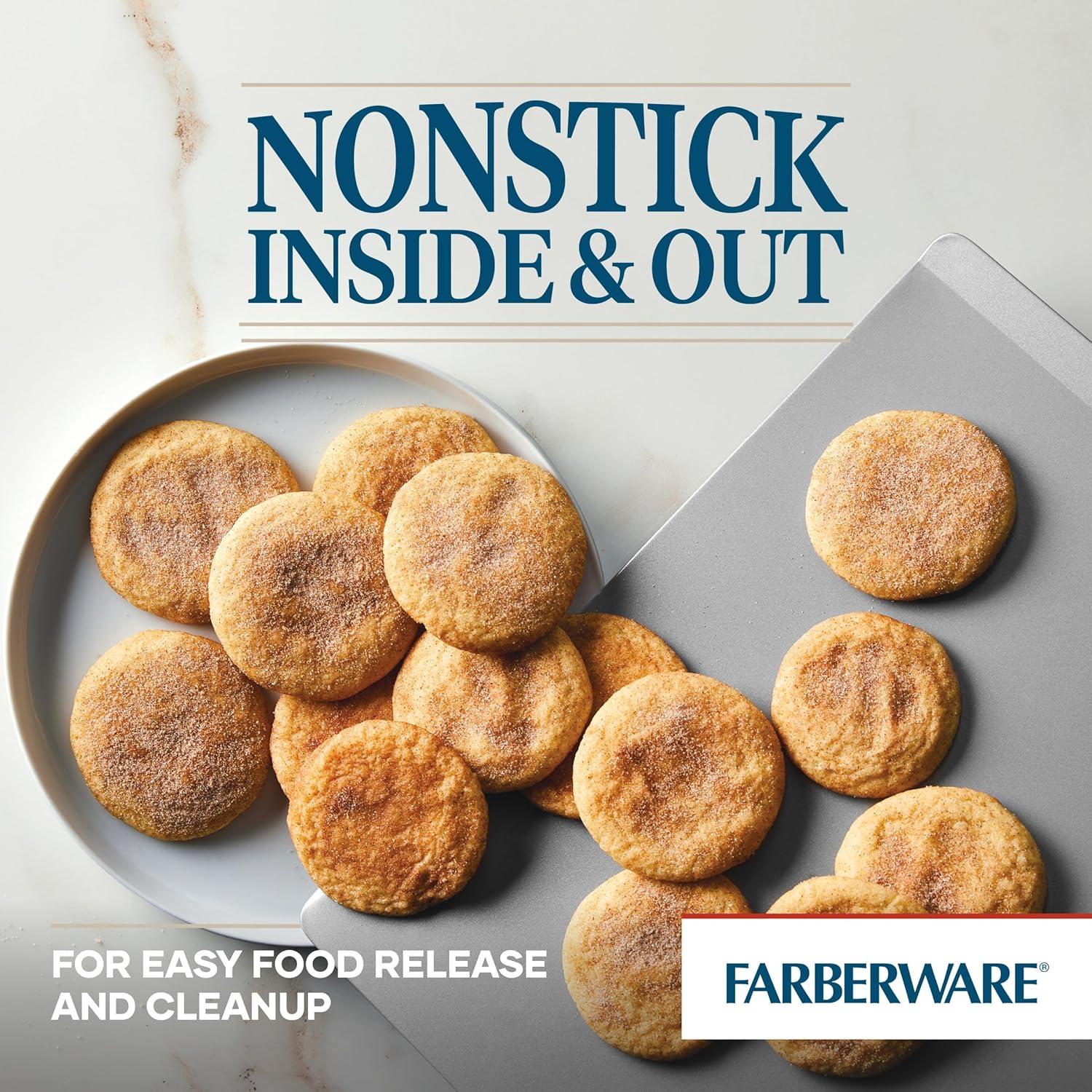 Farberware Insulated Nonstick 15.5"x20" Jumbo Cookie Sheet: Aluminized Steel, Stay-Cool Handle, Even-Heating, Hand Wash