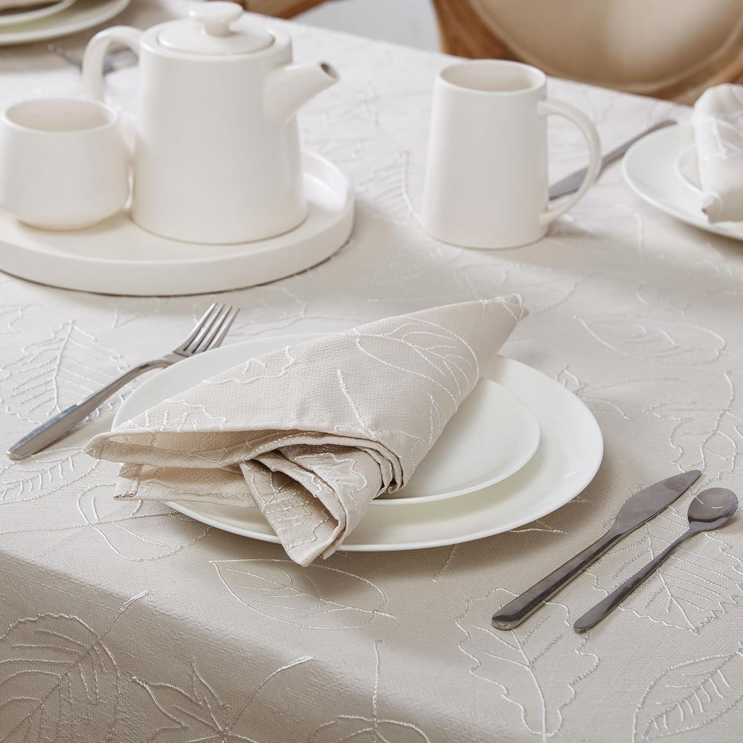 Laura Ashley Napkins Raised Woven Embroidered Jacquard Fabric, Wrinkle Resistant for Dining, Holiday, Party, Wedding or Banquet, Set of 6 Napkins, Maple Taupe