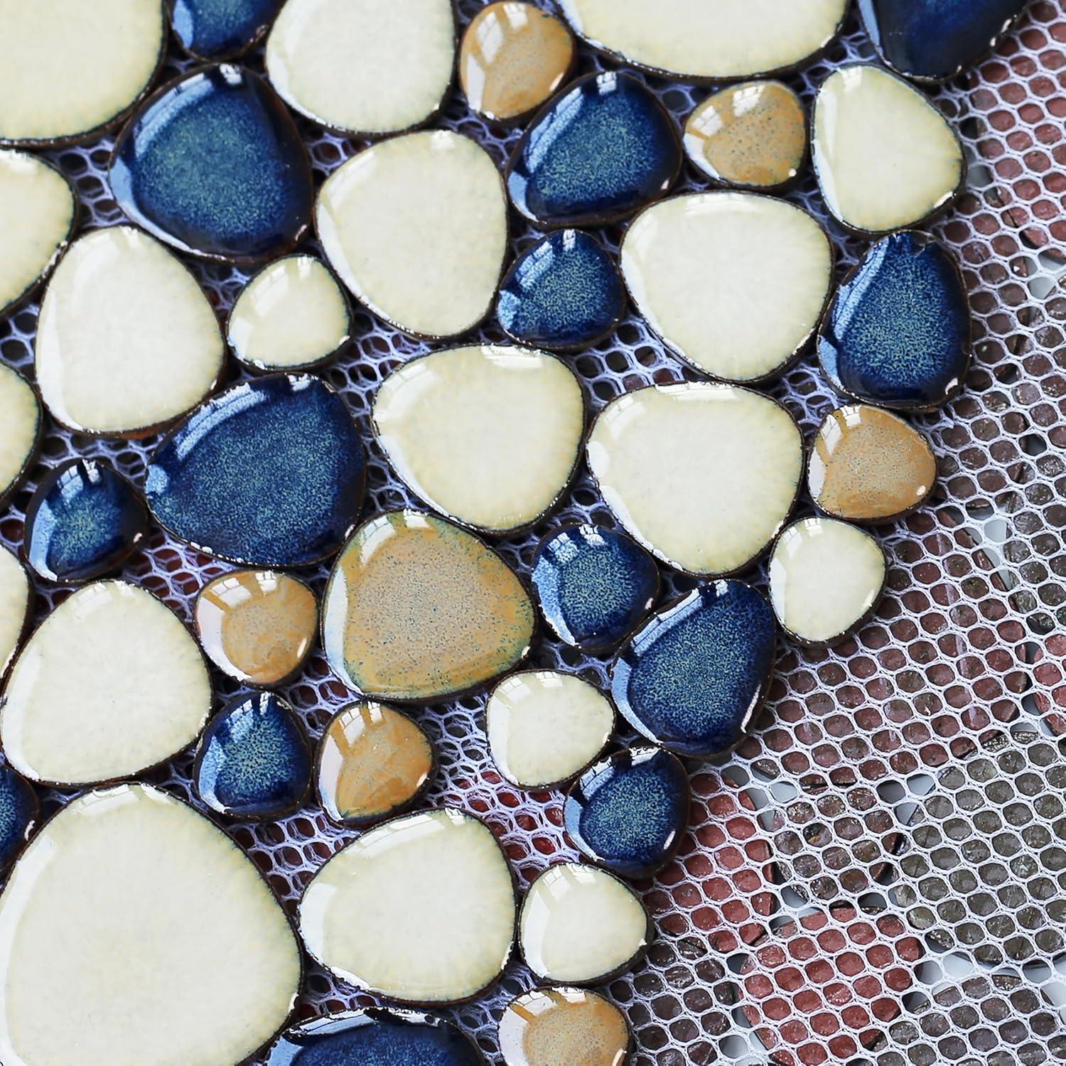 Blue Porcelain Pebbles / Rocks Wall & Floor Tile