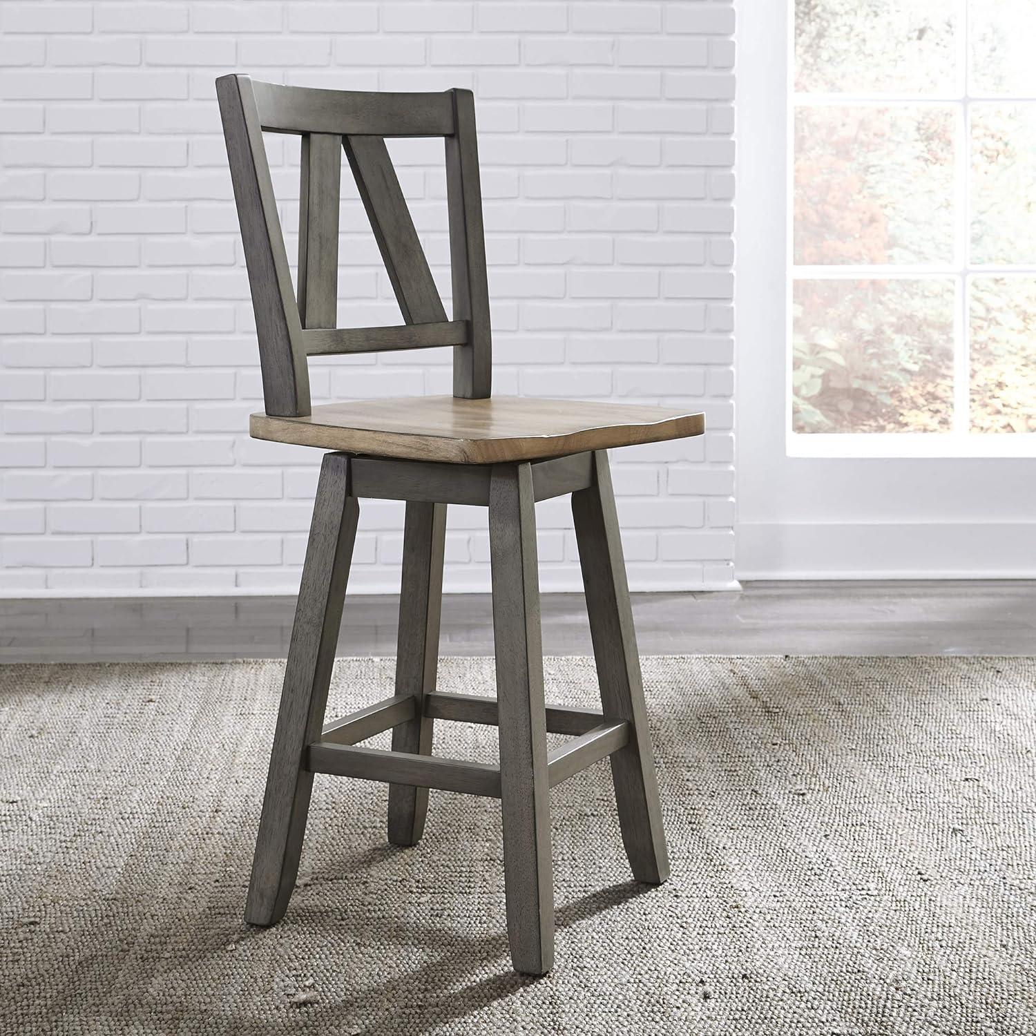 Gray and Sandstone Wood Counter Height Swivel Chair