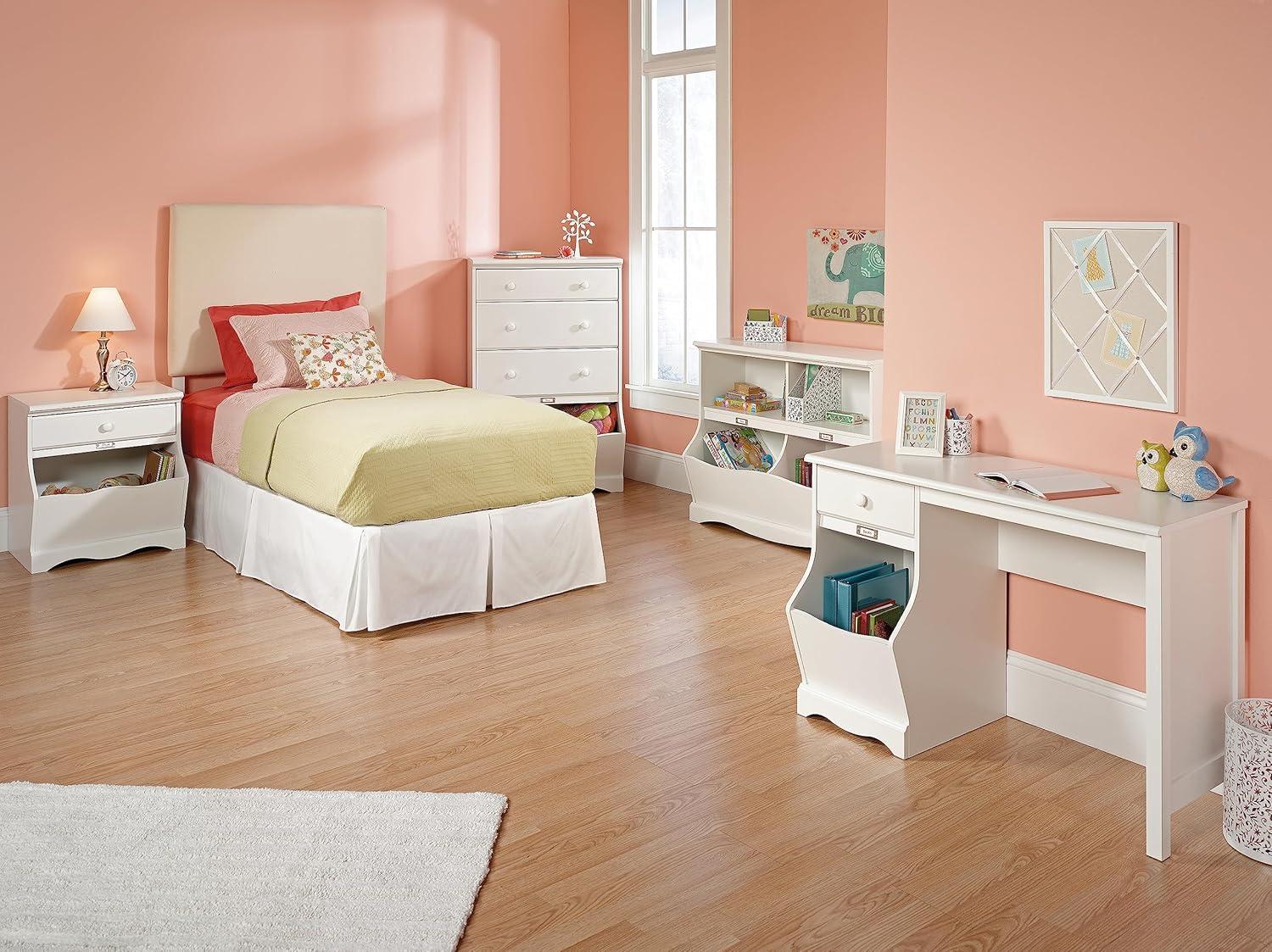 Soft White Kids Bookcase with Cubby Storage