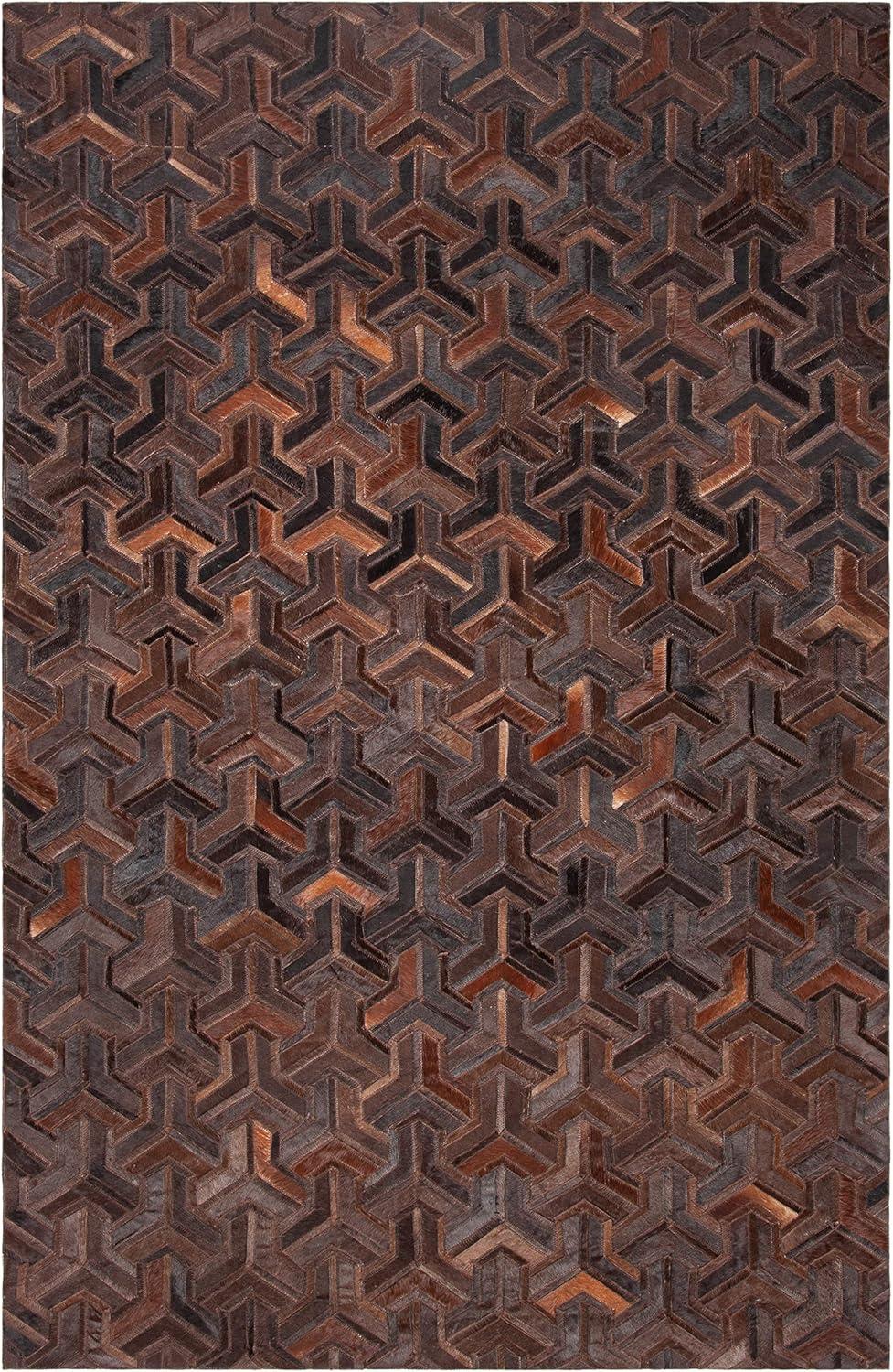 Studio Leather STL817 Hand Woven Area Rug - Brown/Light Brown - 5'x8' - Safavieh.