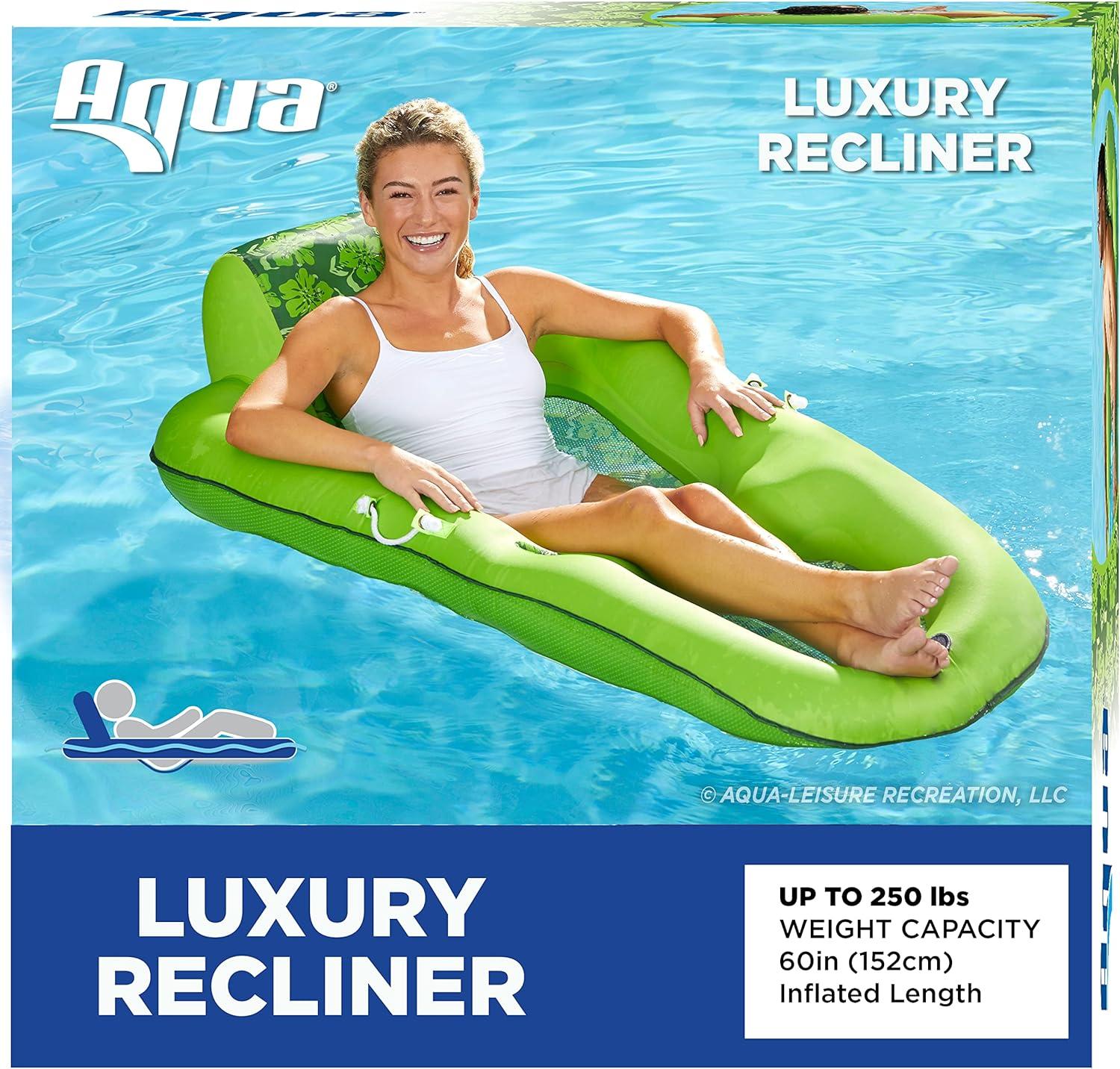 Aqua Leisure Luxury Water Recliner Lounge Pool Float with Headrest