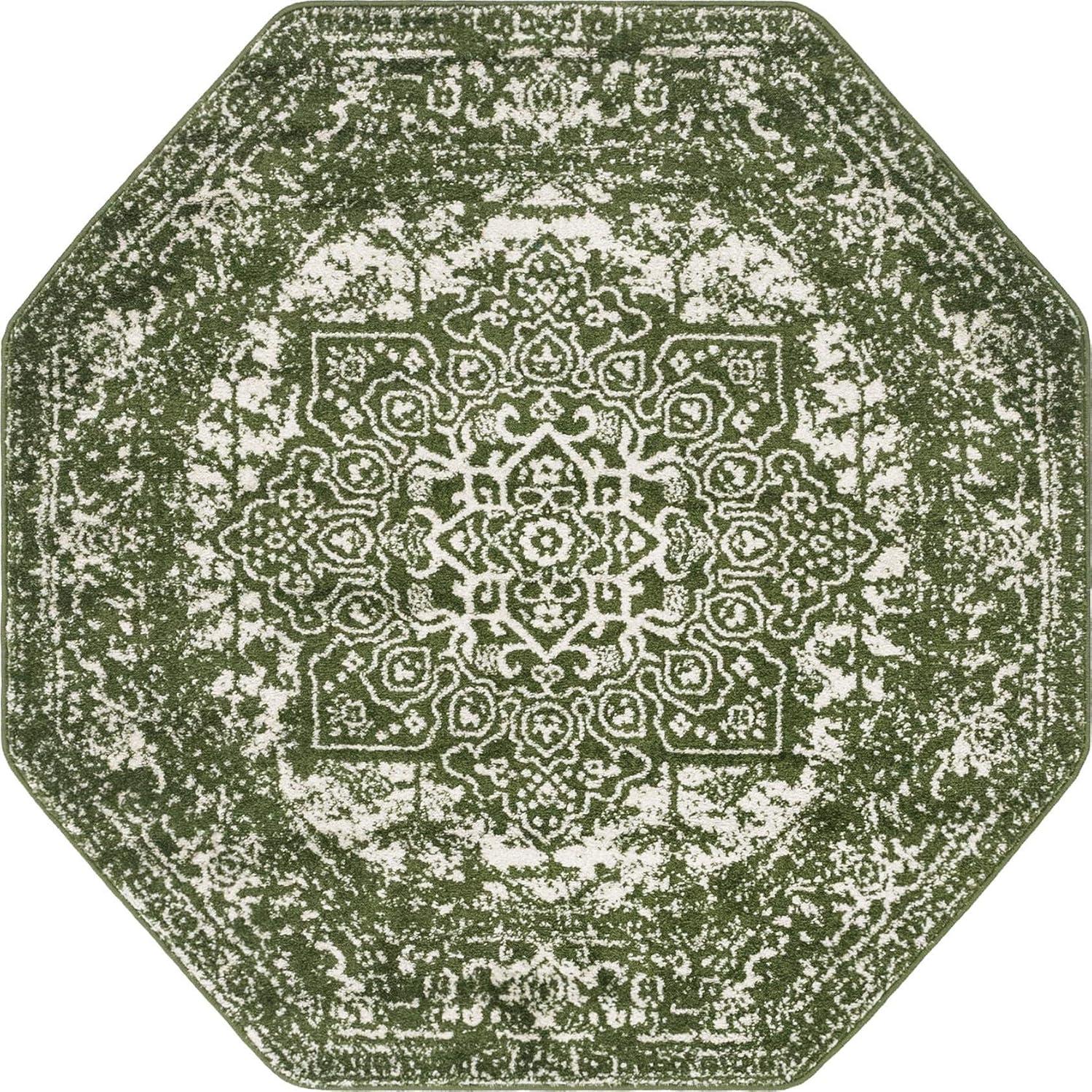 Unique Loom Richmond Collection Area Rug - Medallion (5' 3" Octagon Aqua/Ivory)