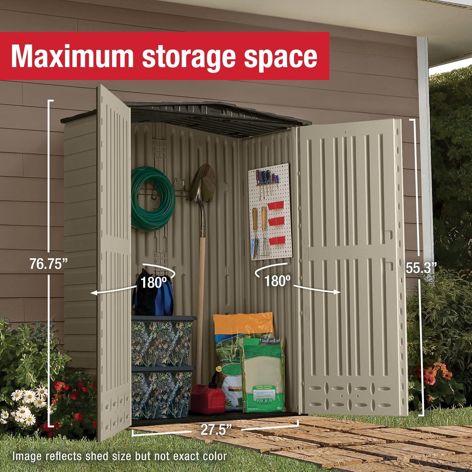 Rubbermaid 5 ft. x 2 ft. Vertical Shed - Small  78.5"L x 29.7"W x 14.4"H