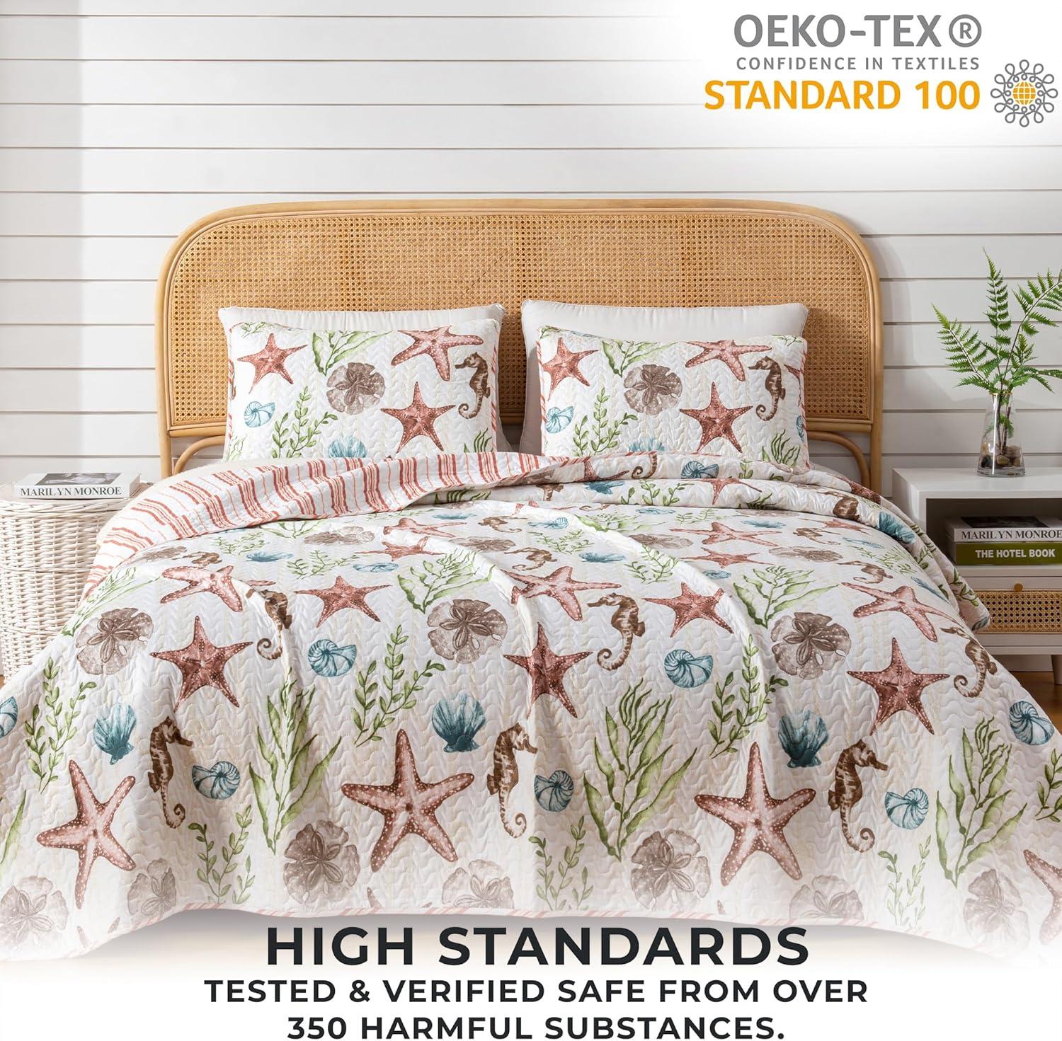 Nautical Shell Reversible Quilt Set with Shams