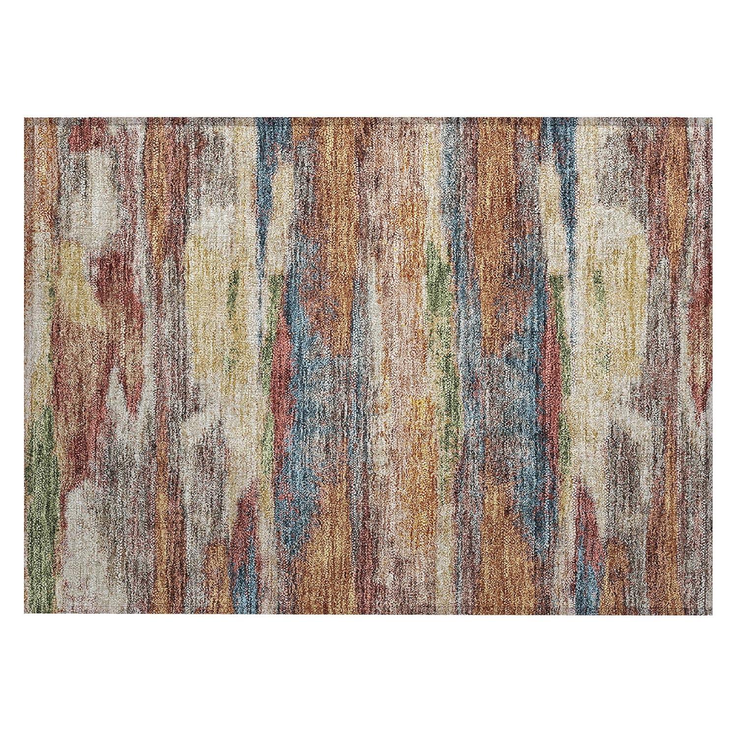 Abstract Multicolor Synthetic Flat Woven 10' x 14' Rug