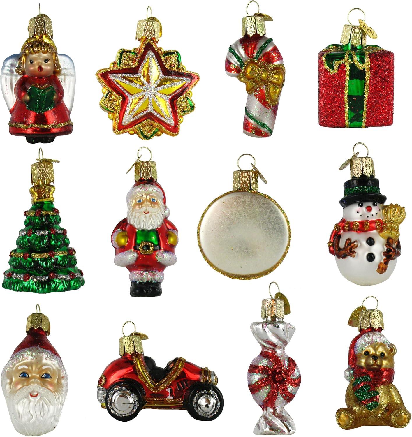 Old World Mini Christmas Set of 12 Glass Ornaments