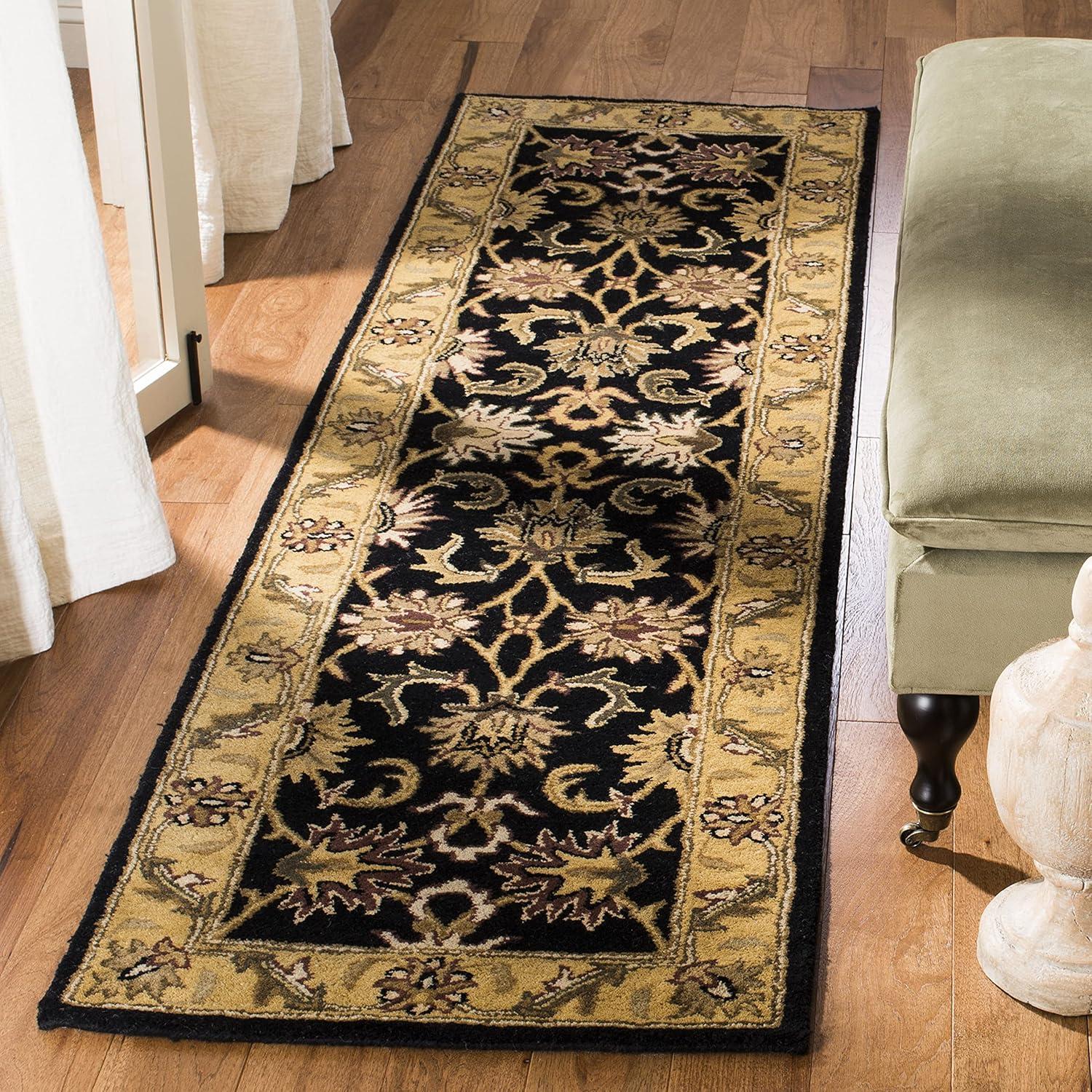 Classic CL252 Hand Tufted Runner Rug - Black/Gold - 2'3"x8' - Safavieh.