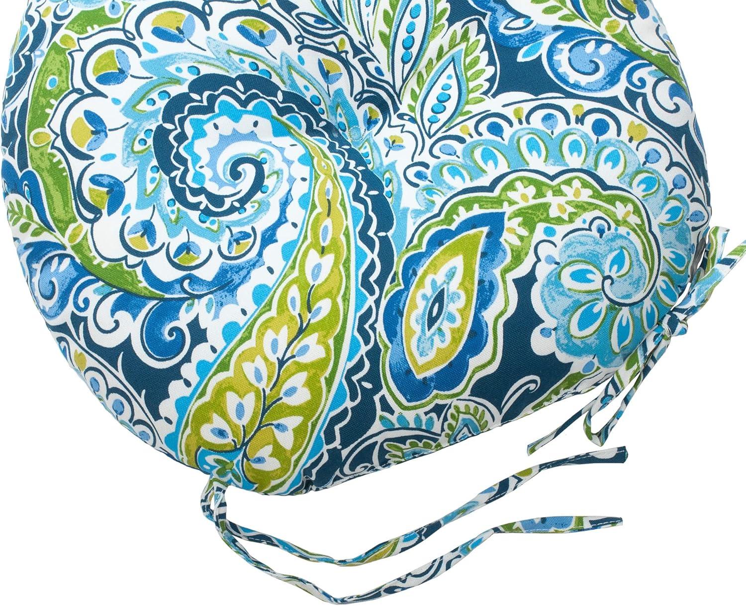 Paisley Lapis Green Round Waterproof Floor Pillows Set