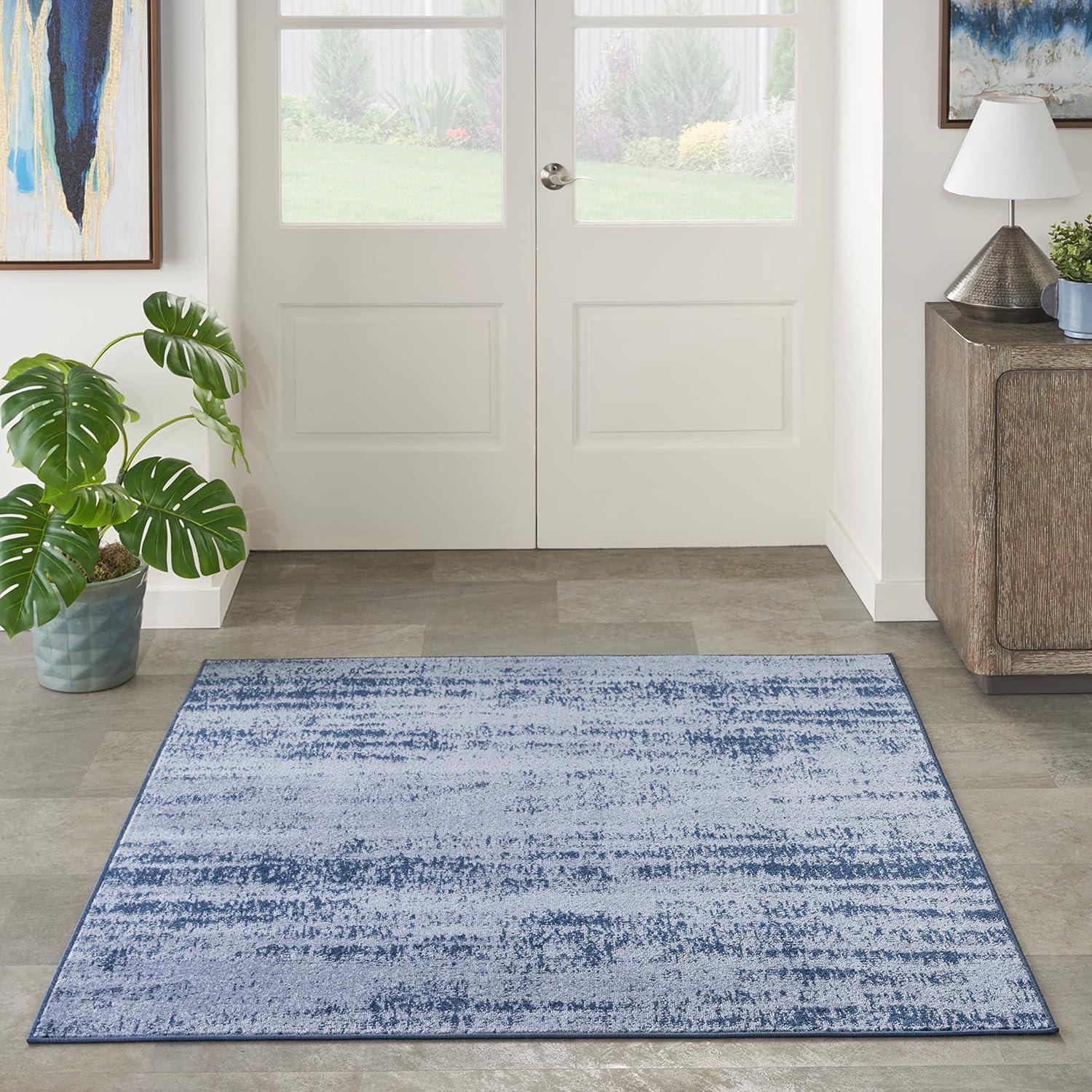 Nourison Essentials 5' x square Denim Modern Indoor/Outdoor Rug