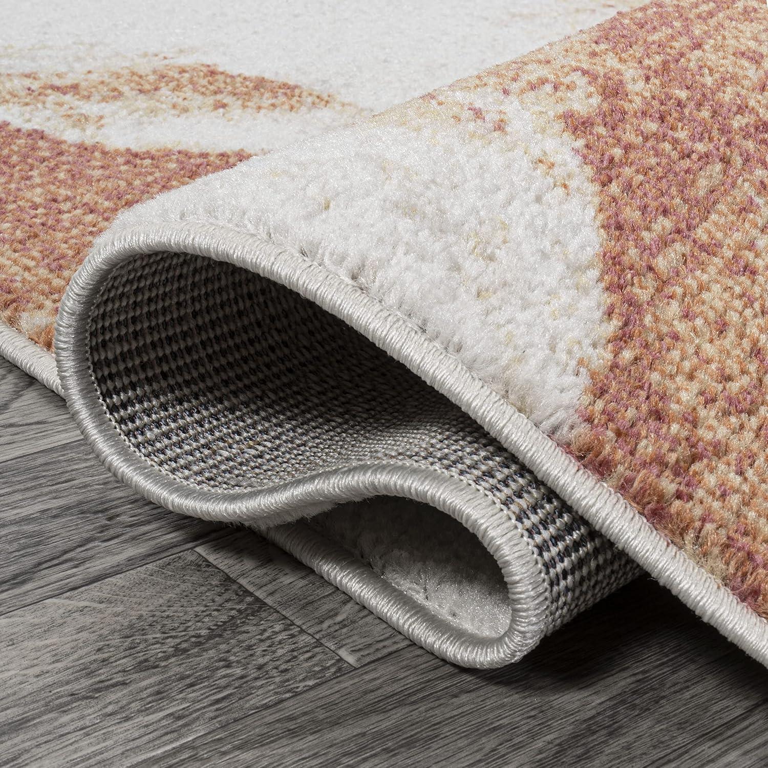 5' x 8' Petalo Abstract Two-Tone Modern Area Rug, Orange/Cream - JONATHAN Y