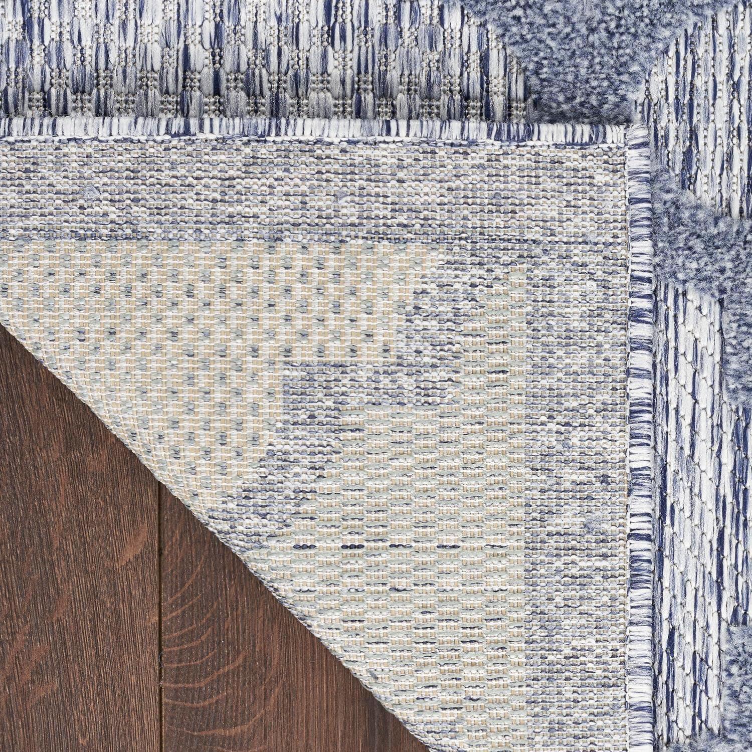 Denim Blue and White Synthetic Trellis Flat Woven Rug 7' x 10'