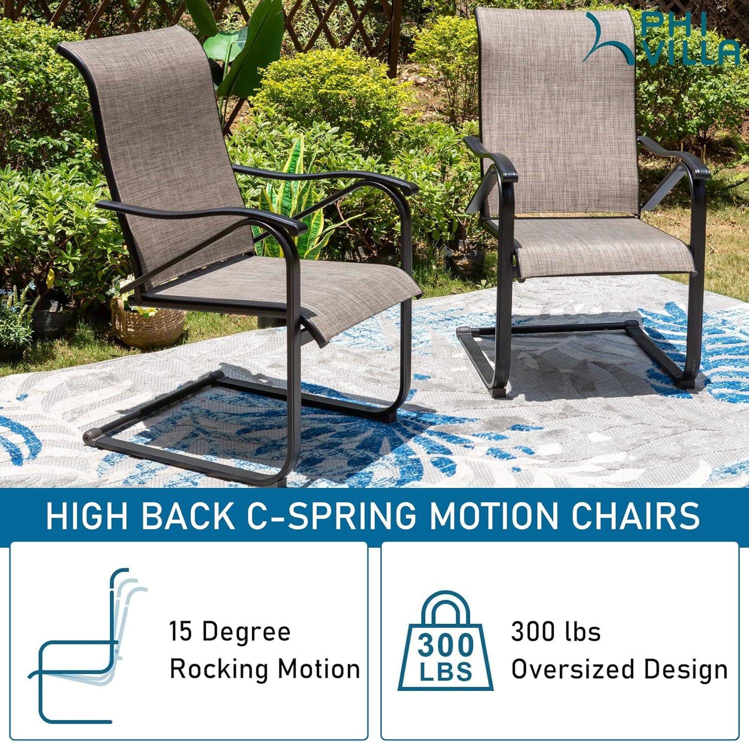 Gray Textilene Fabric High Back Outdoor Dining Chairs with Steel Frame
