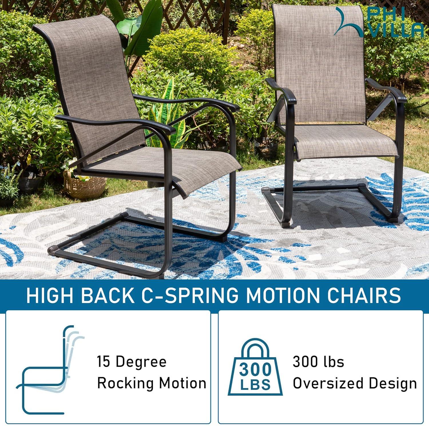 Gray Textilene Fabric High Back Outdoor Dining Chairs with Steel Frame
