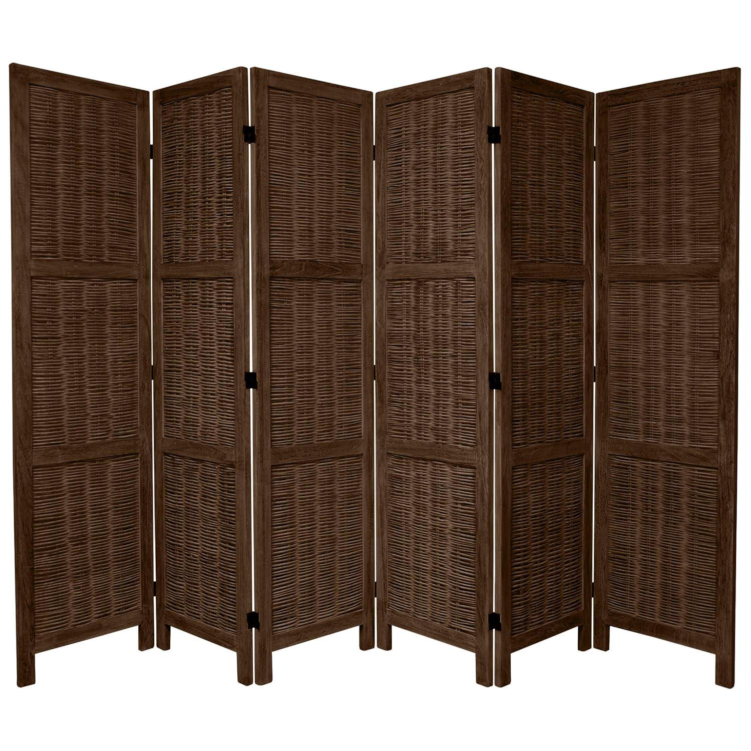 Oriental Furniture 5 1/2 ft. Tall Bamboo Matchstick Screen - Brown - 6 Panel