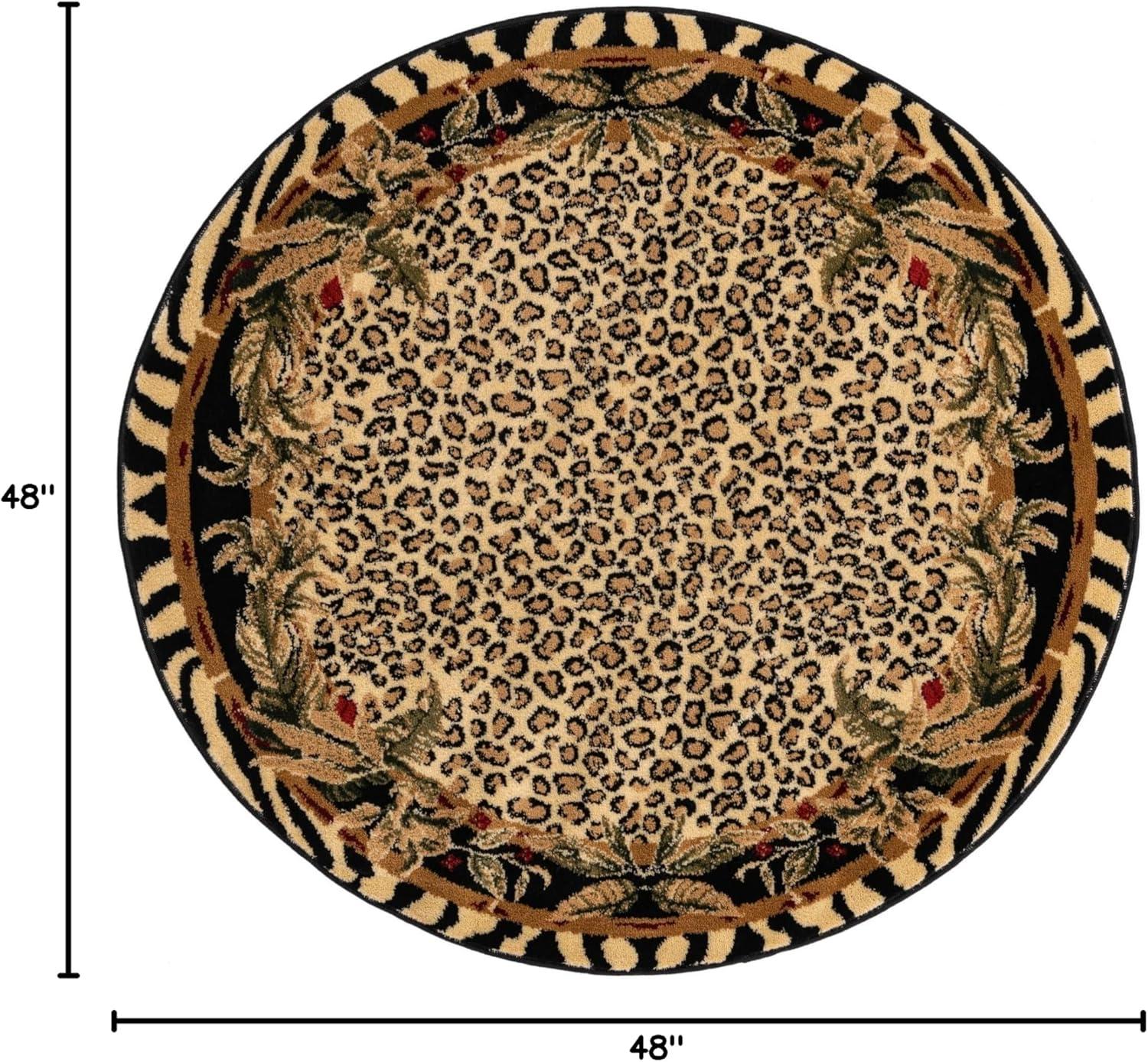 Unique Loom Wildlife Collection Area Rug - Leopard (7' 10" Square Light Brown/Black)