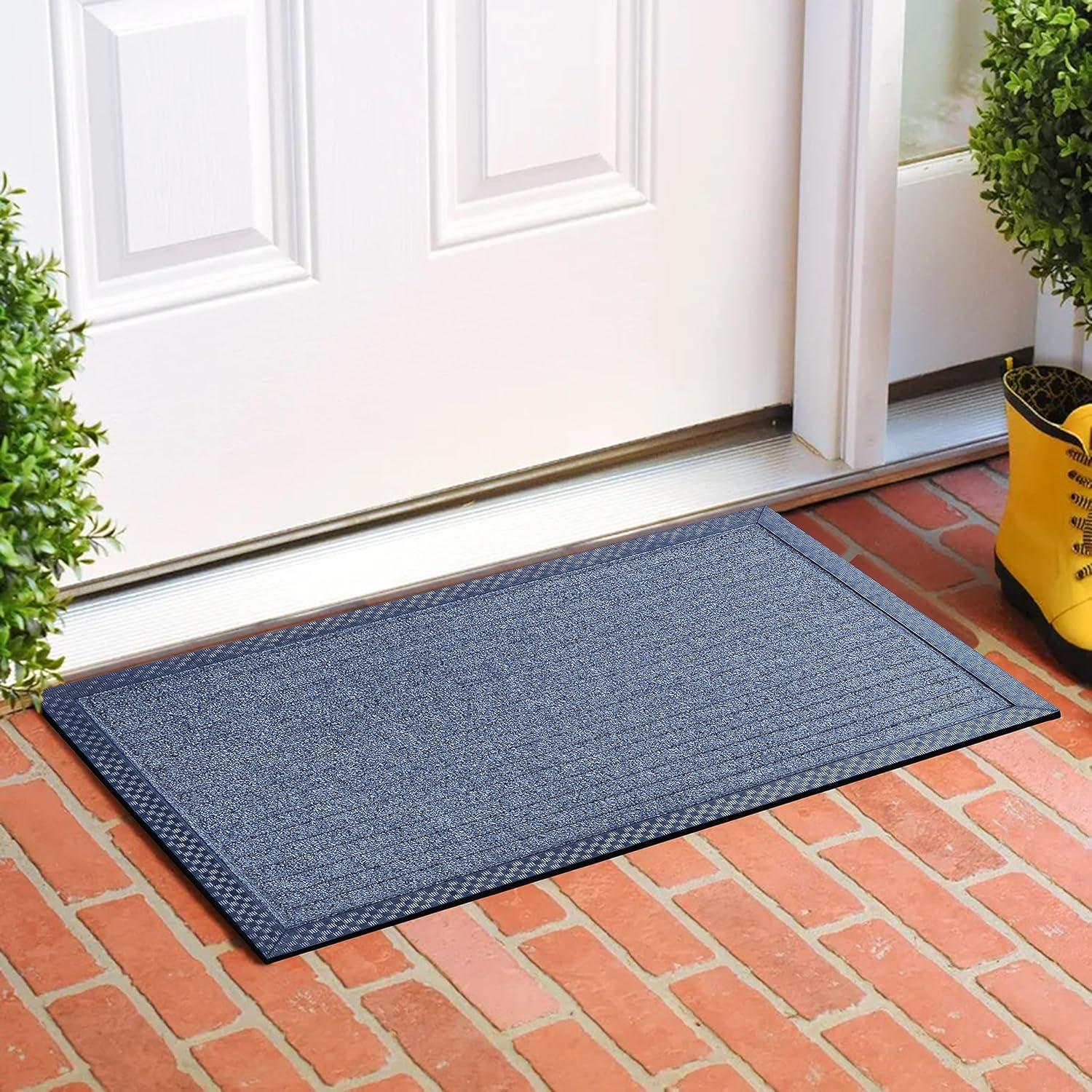 A1HC Indoor Outdoor Mat, Front and Back Entrance Welcome Mats, Front Door Patio Mats 16X24 Inches, Non-Slip Easy Clean Entrance Washable Doormat, Grey Stripe